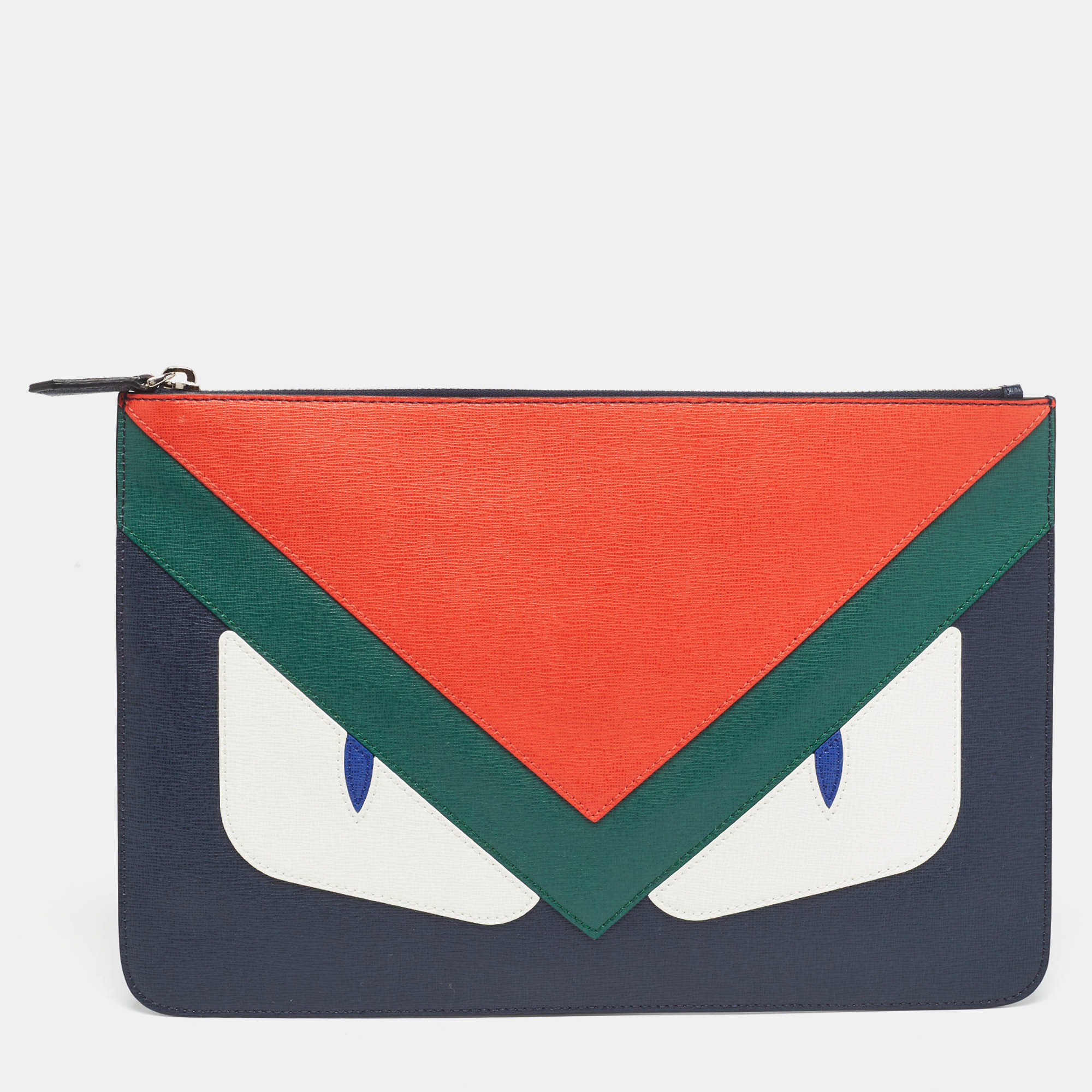 Pre Owned Fendi Multicolor Leather Monster Zip Pouch