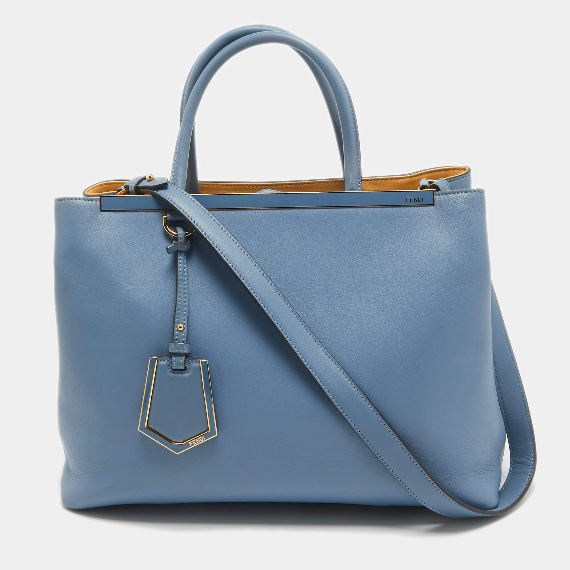 Fendi Light Blue Leather Medium 2Jours Tote