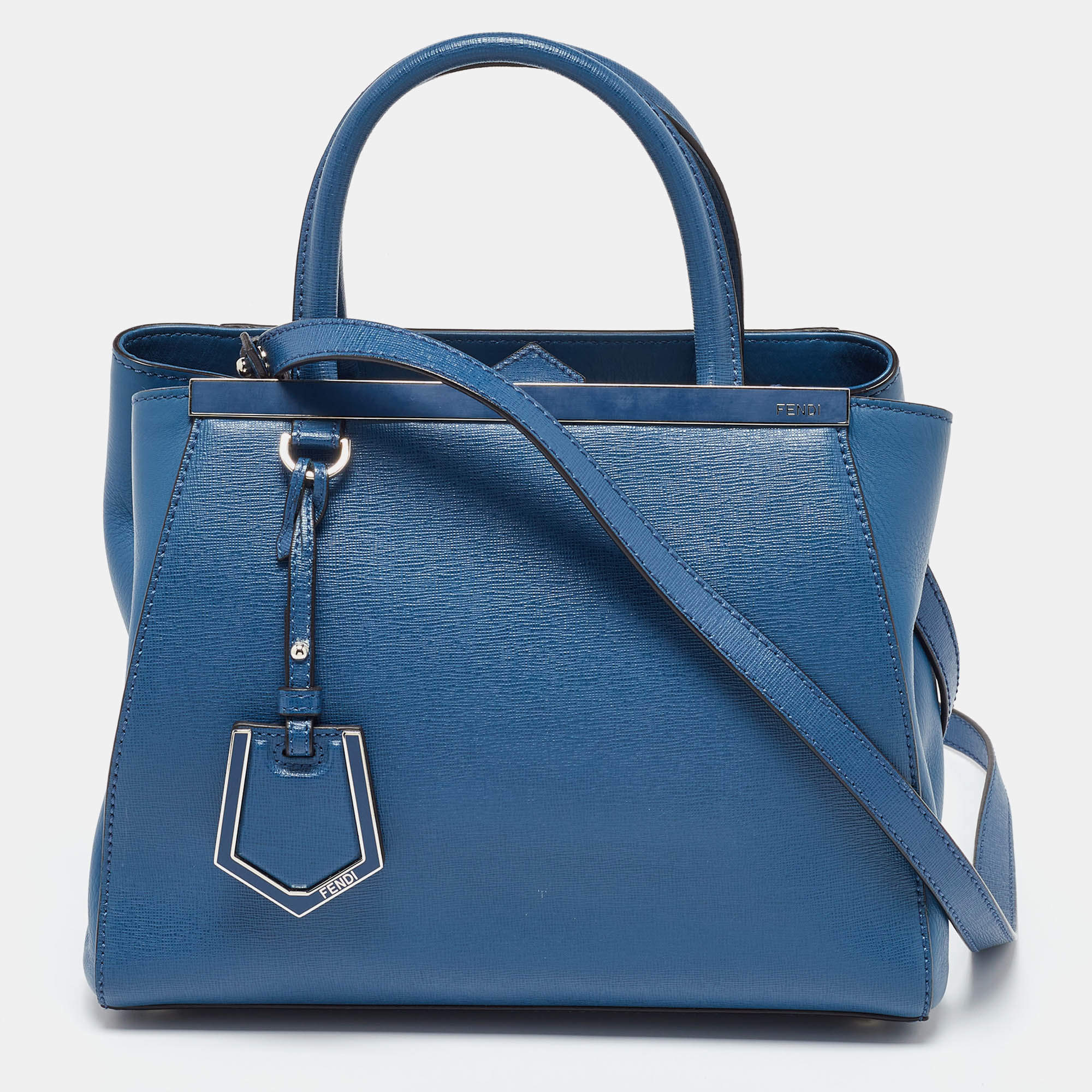 Pre Owned Fendi Blue Leather Petite Sac 2jours Tote