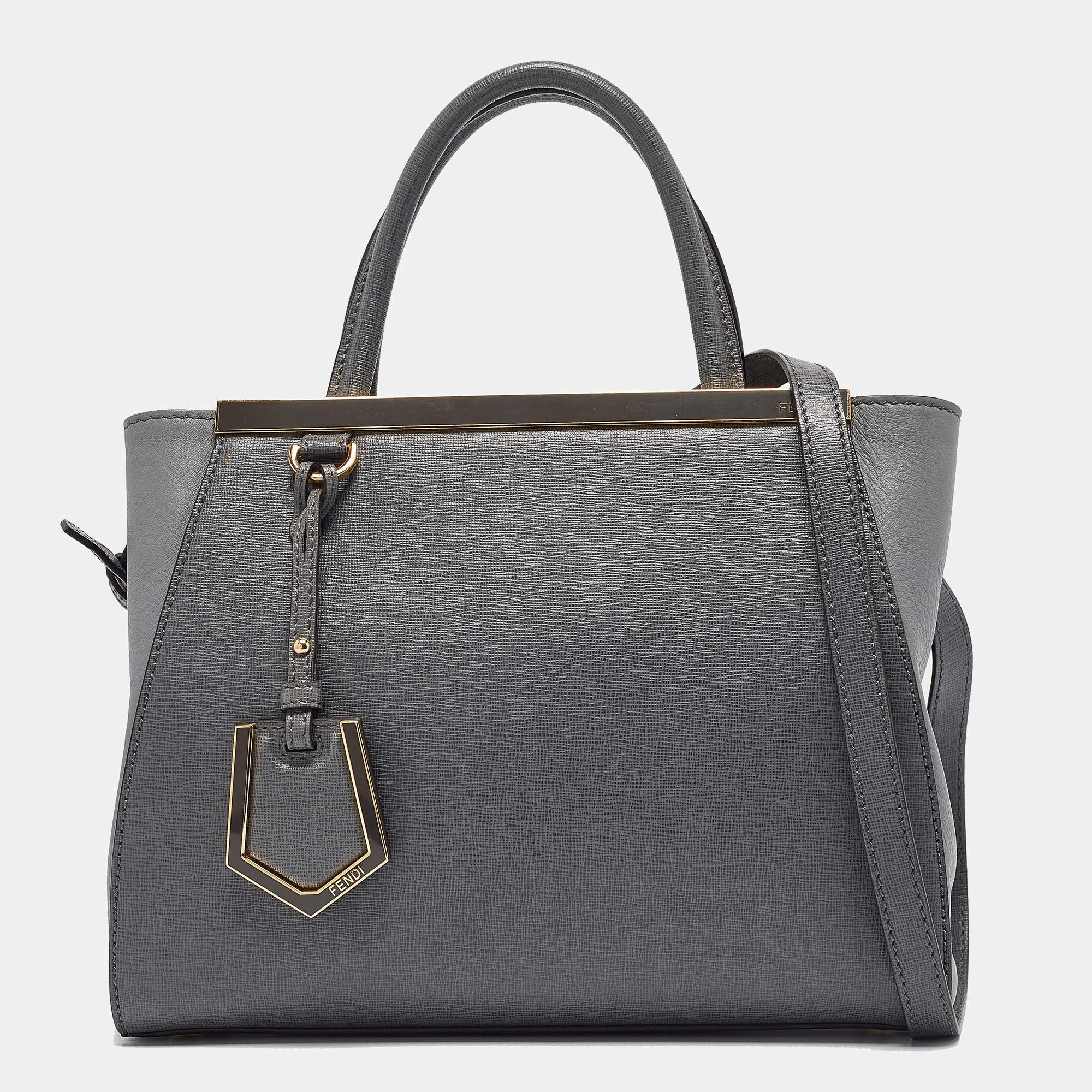 Fendi Grey Leather Petite Sac 2jours Tote