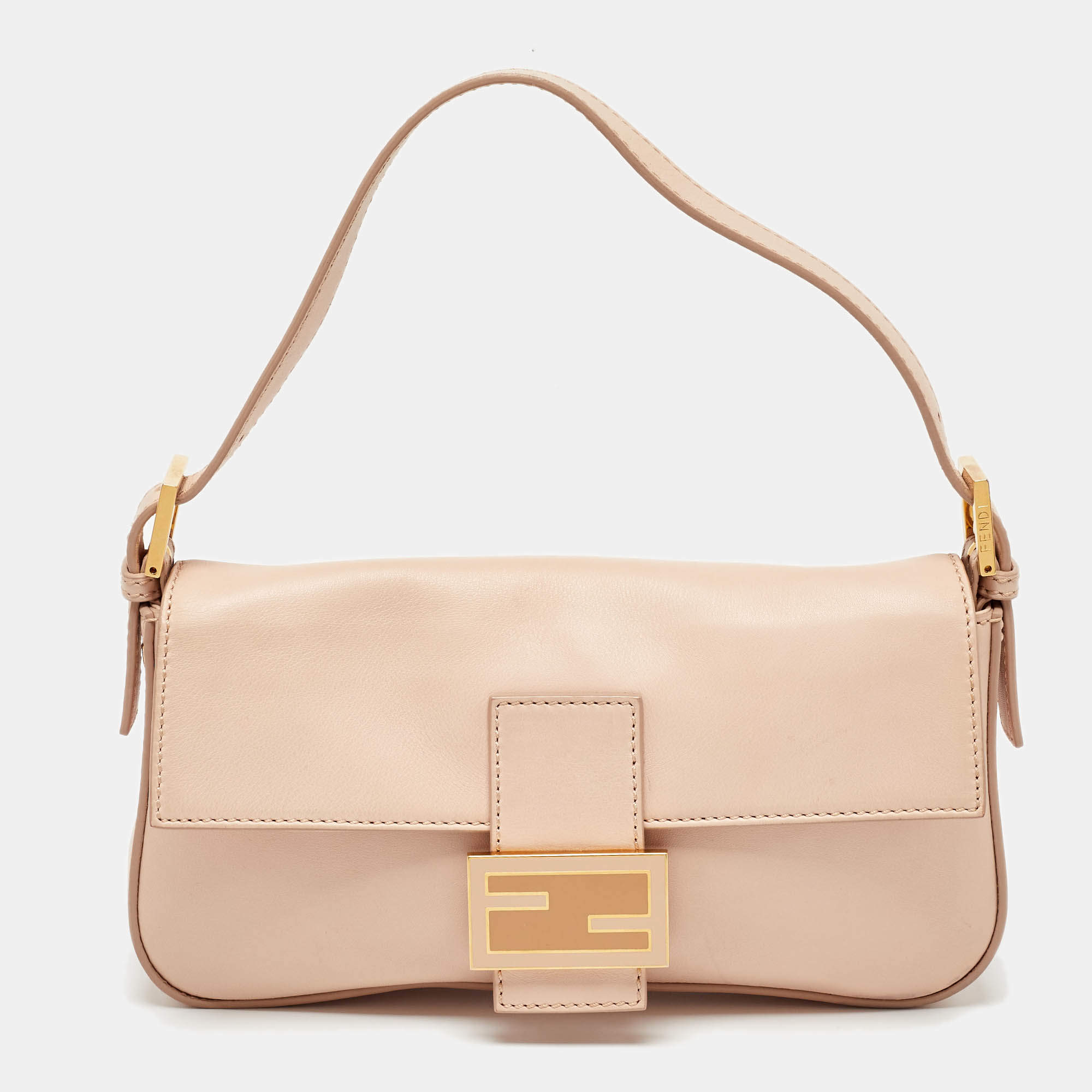 Pre Owned Fendi Blush Pink Leather Baguette Bag