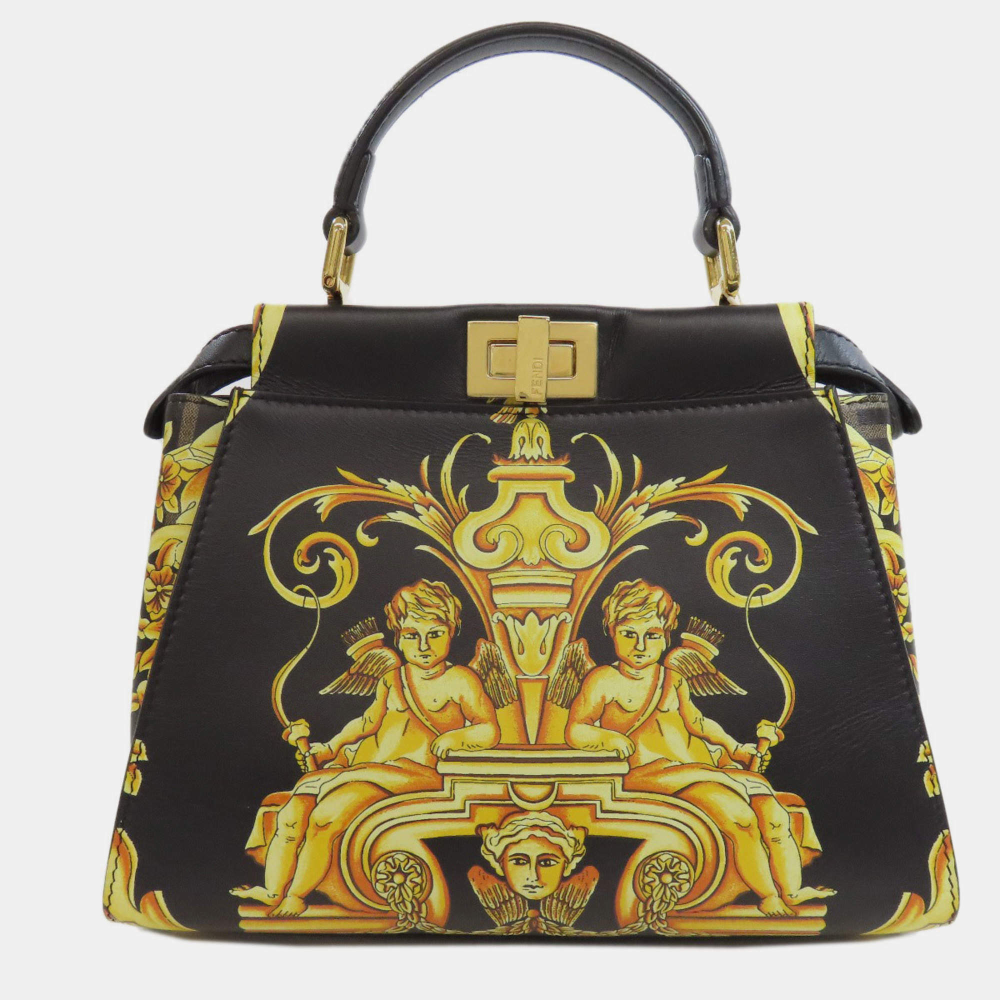 Fendi Calf Leather Fendace Peekaboo Handbag