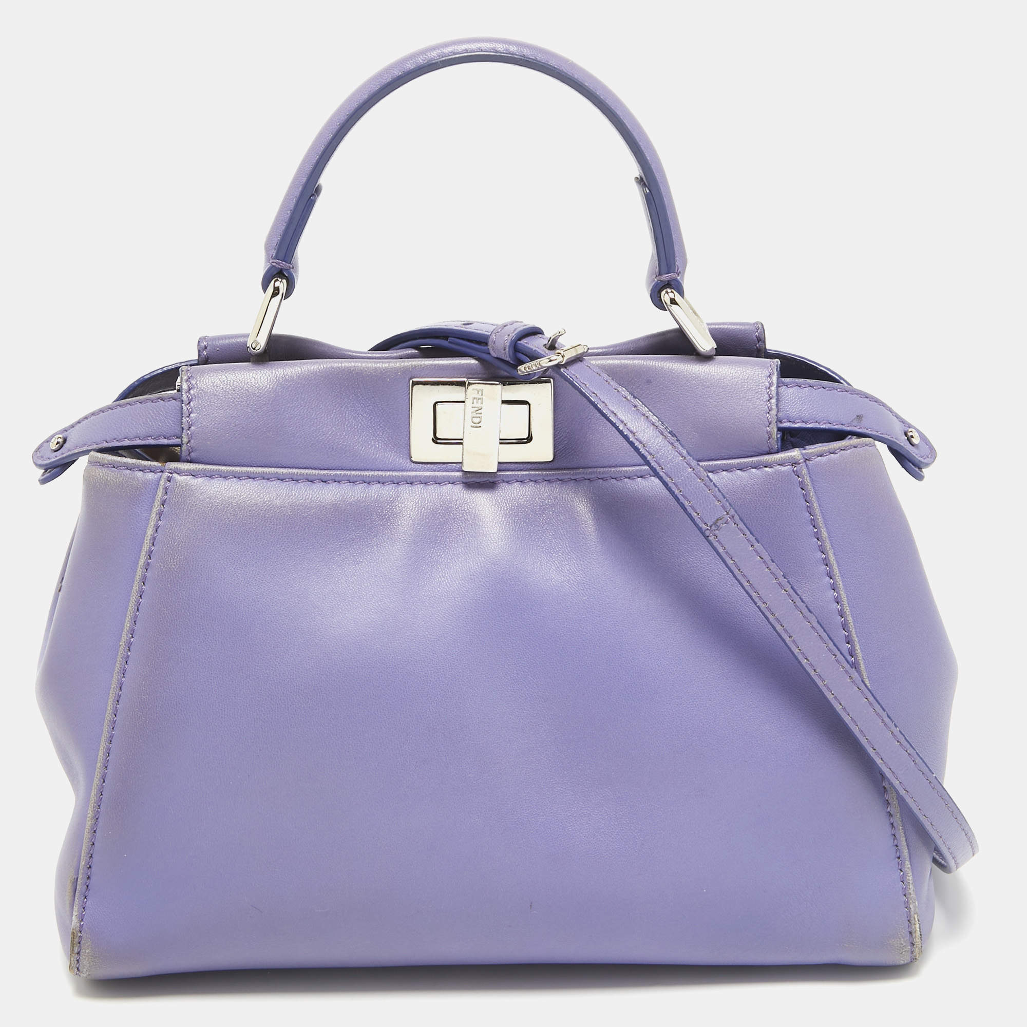 Fendi Lilac Leather Mini Peekaboo Top Handle Bag