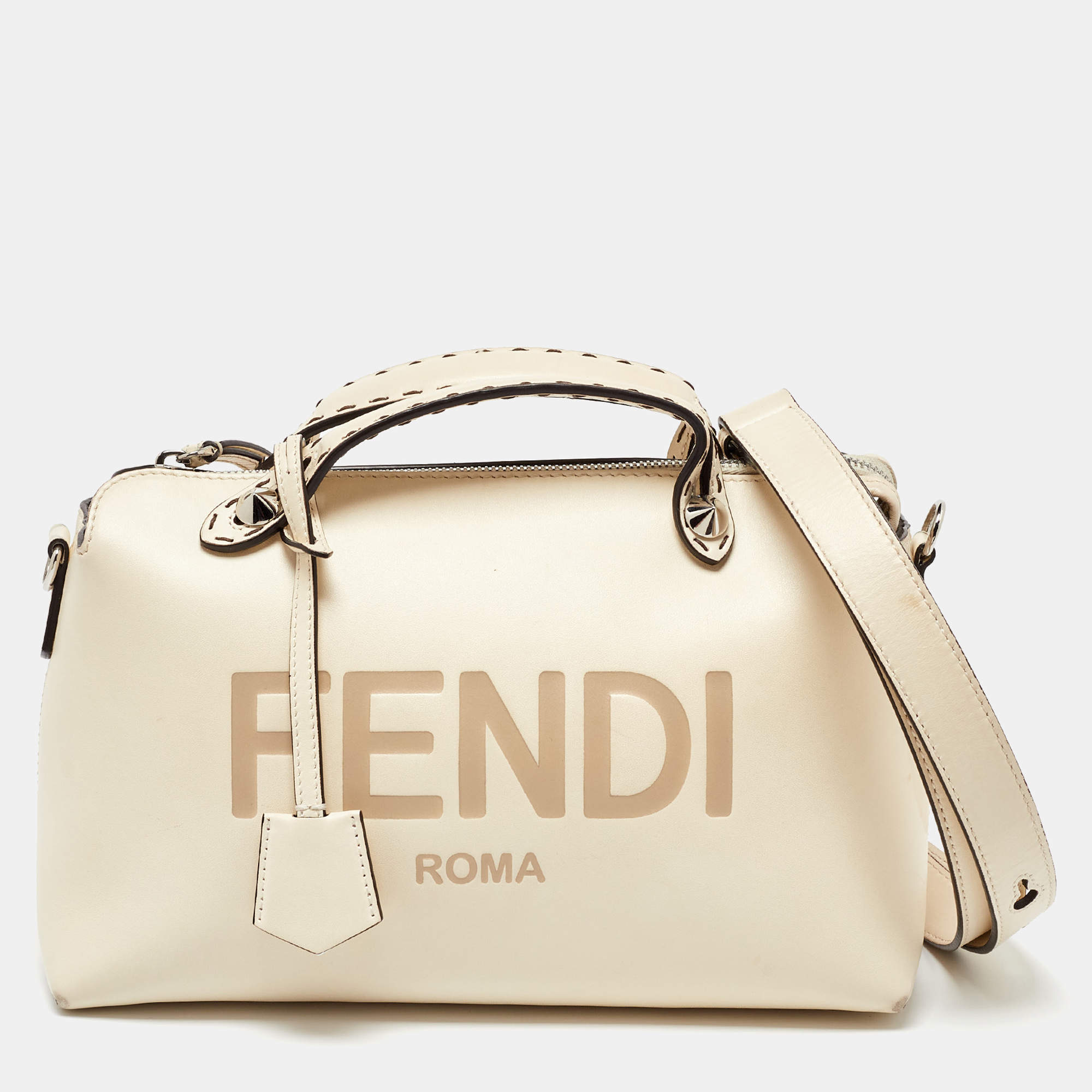 Pre Owned Fendi Cream Leather Medium By The Way Bag