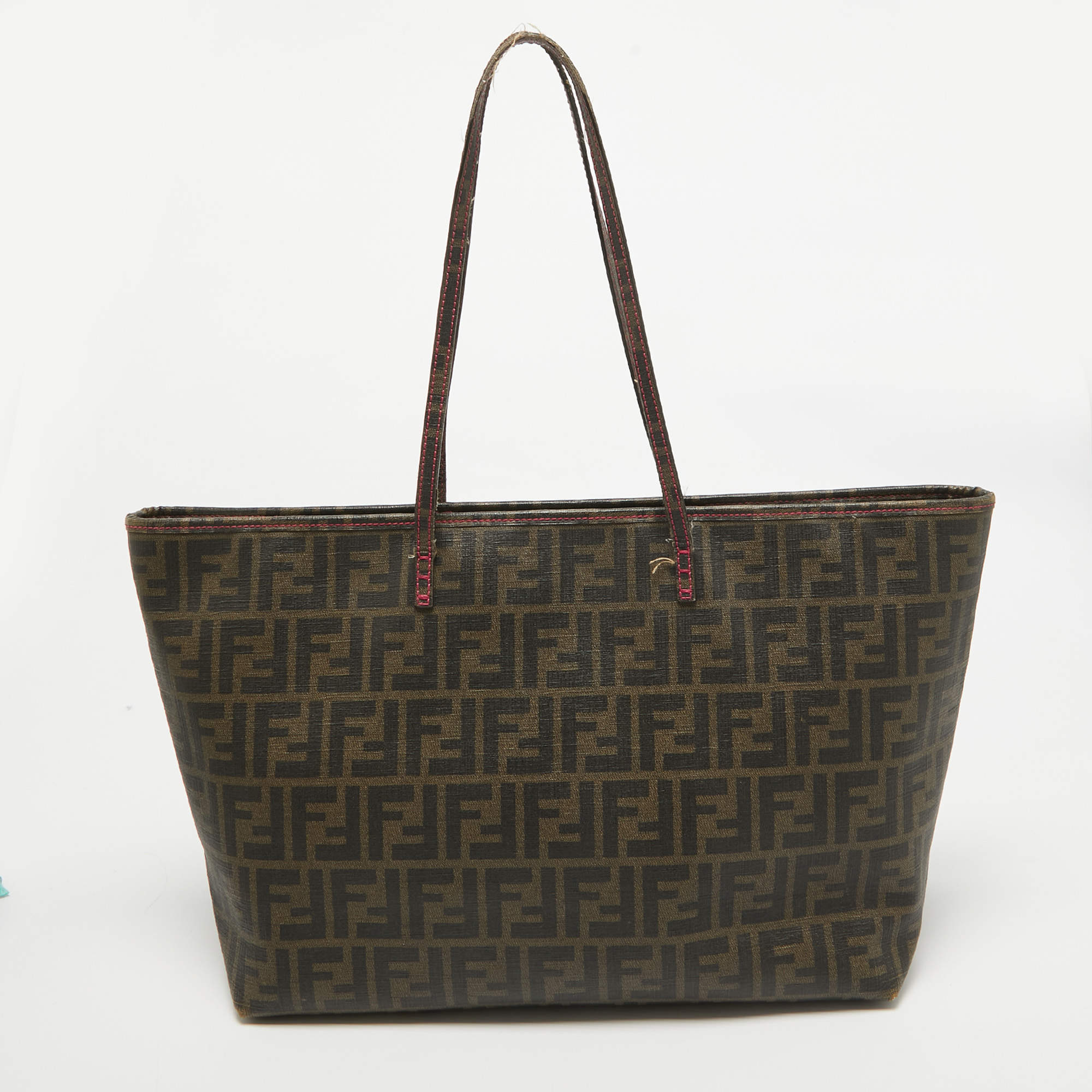 Pre Owned حقيبة شوبر فندي سبالماتي رول كانفاس توباكو زوكا مقوى