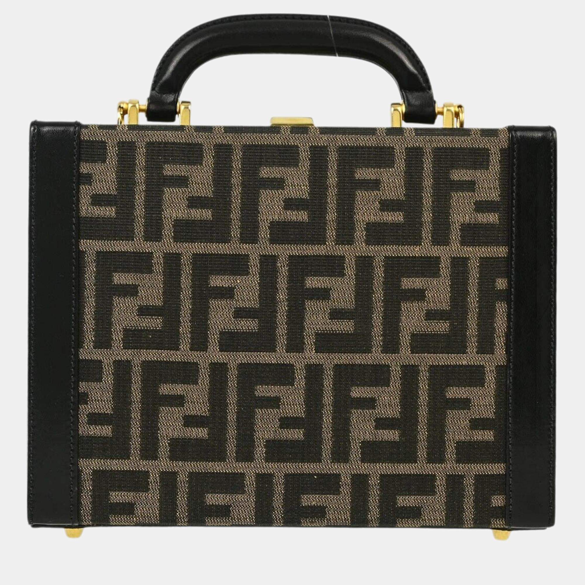 Fendi Brown Black Zucca Makeup Box