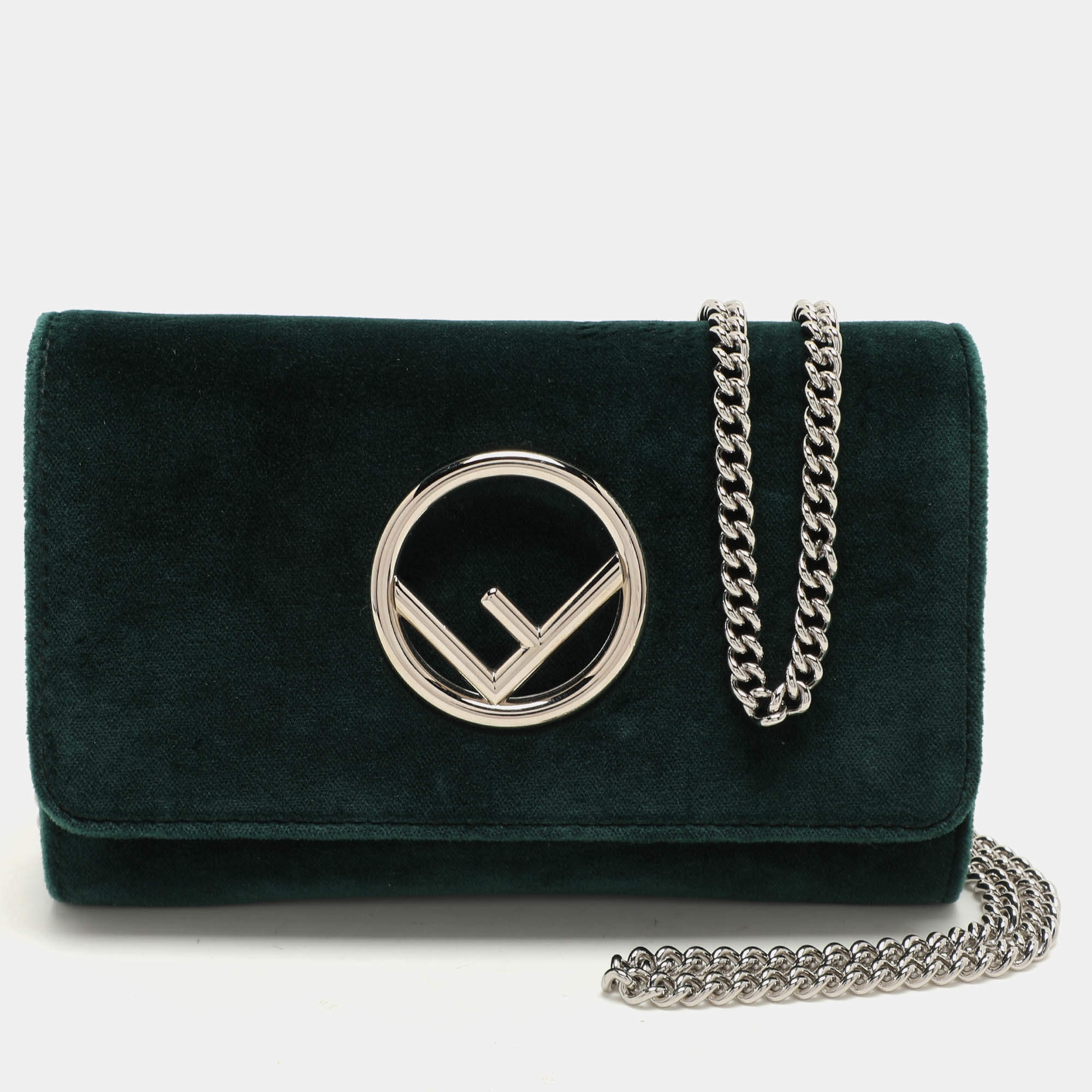 مملوكة مسبقًا Fendi Green Velvet F is Fendi Wallet On Chain