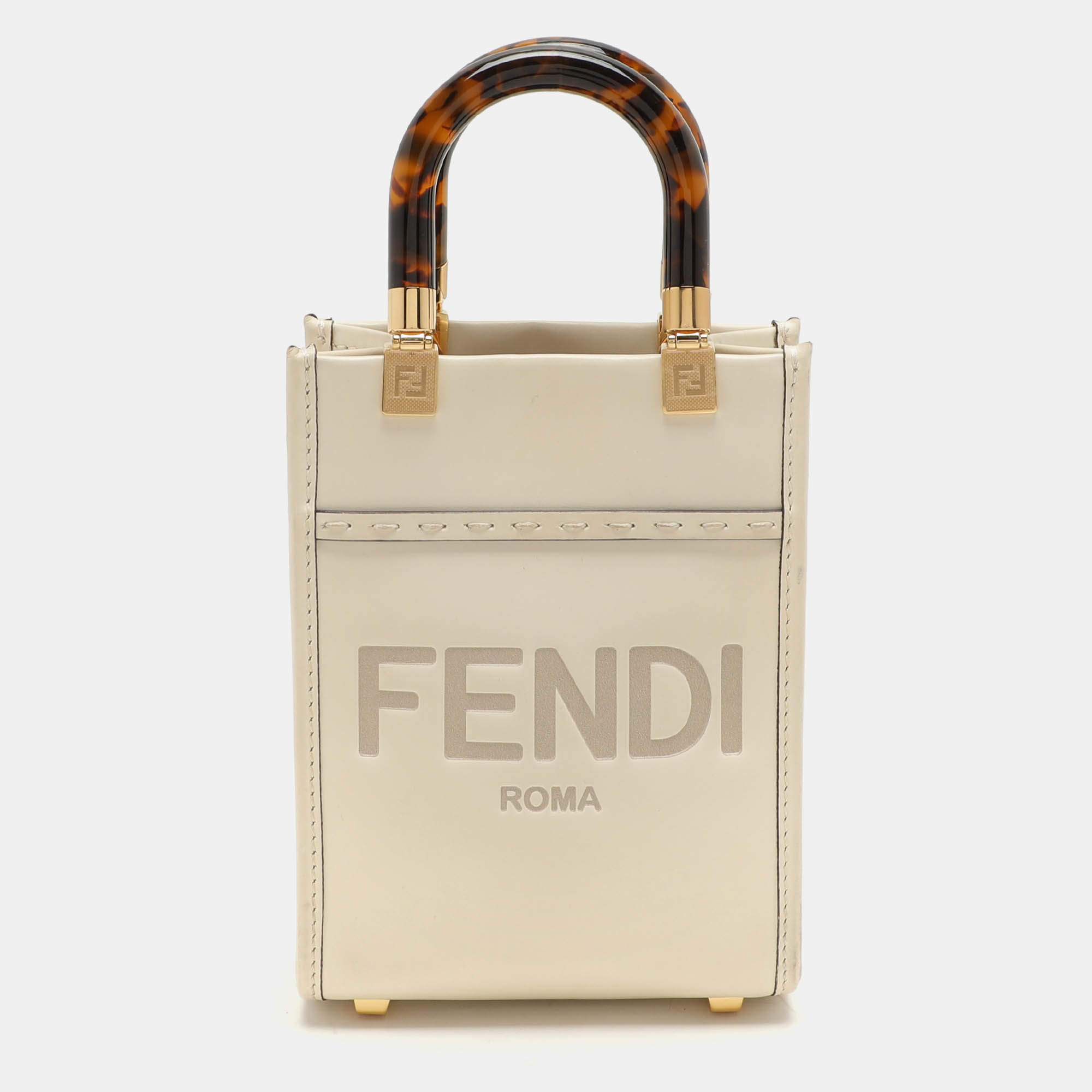 Fendi Cream Leather Mini Sunshine Tote