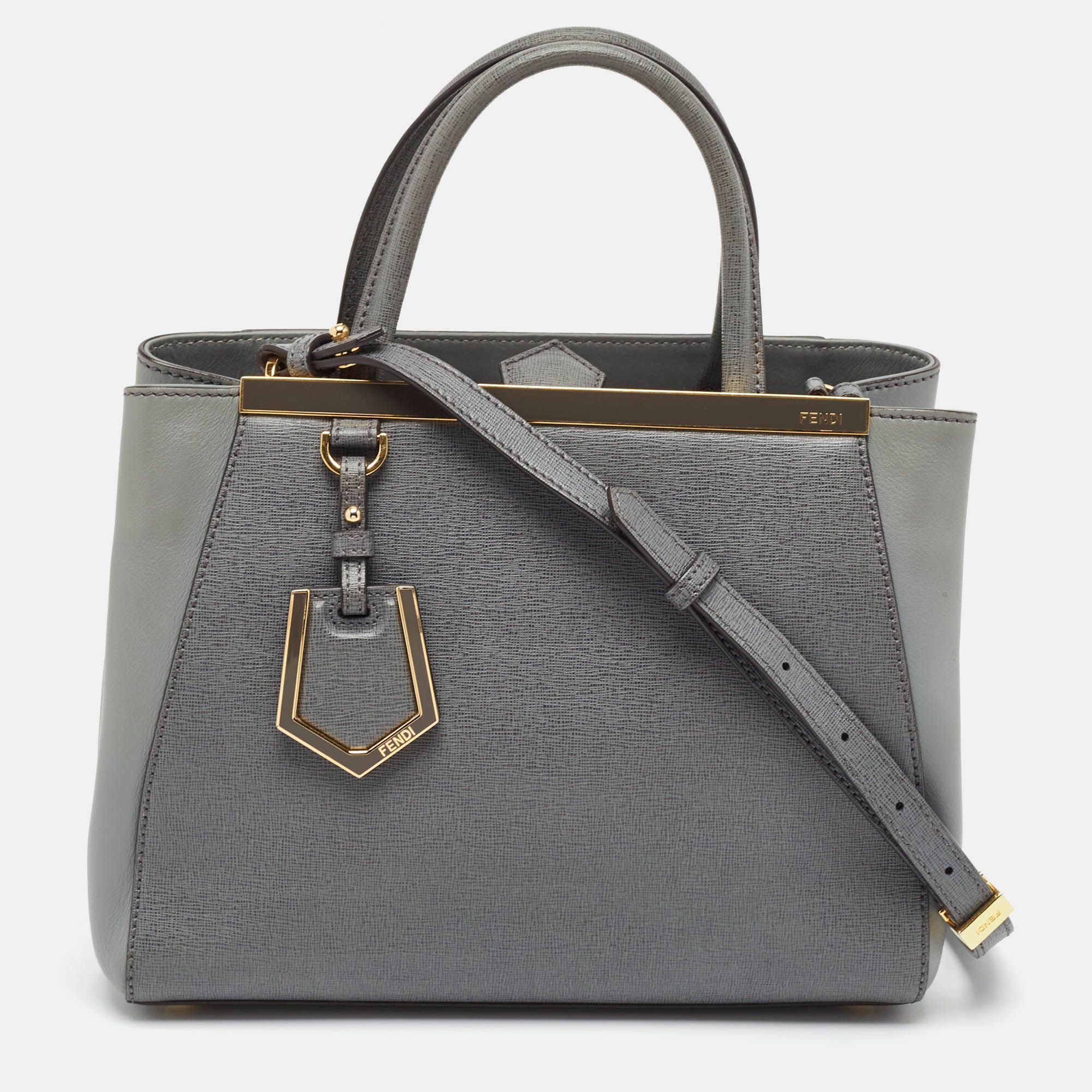 Fendi Grey Leather Mini 2Jours Tote