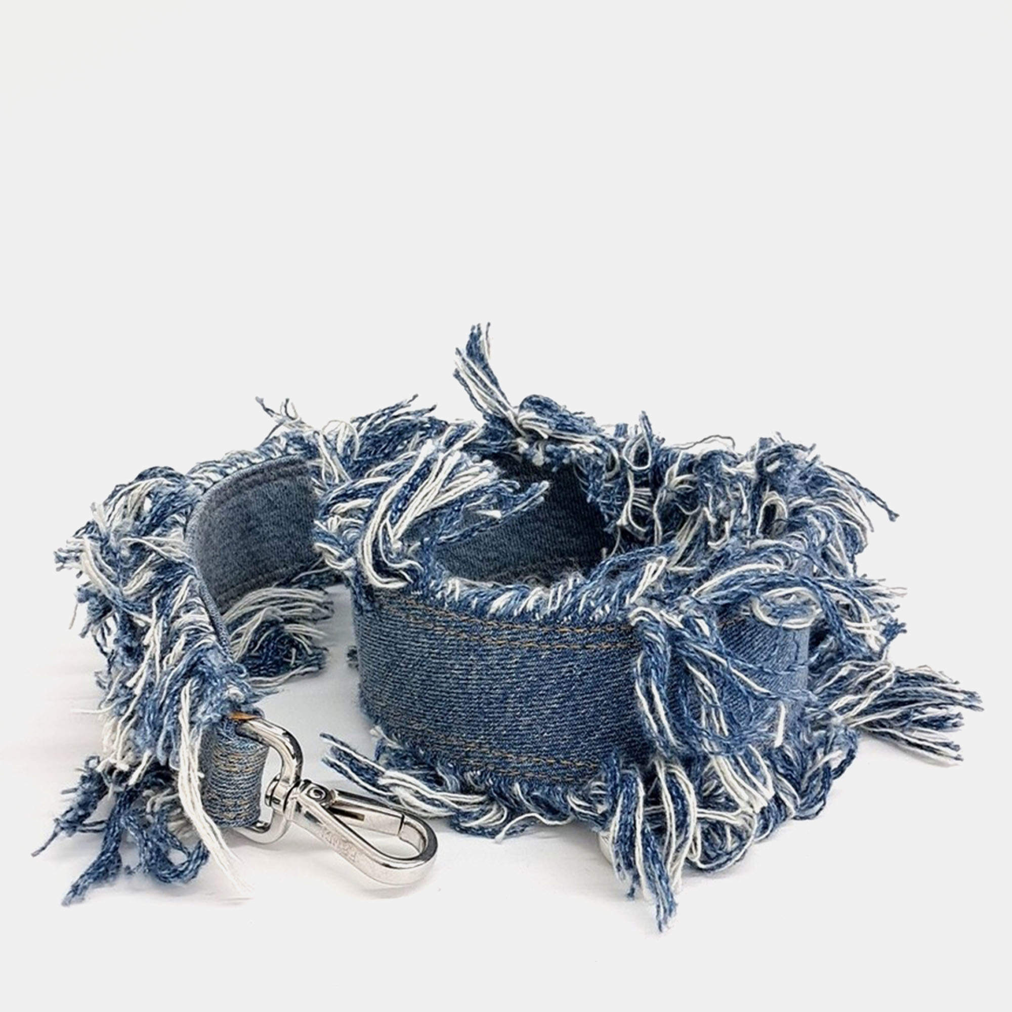 Pre Owned Fendi Denim Baguette Bag