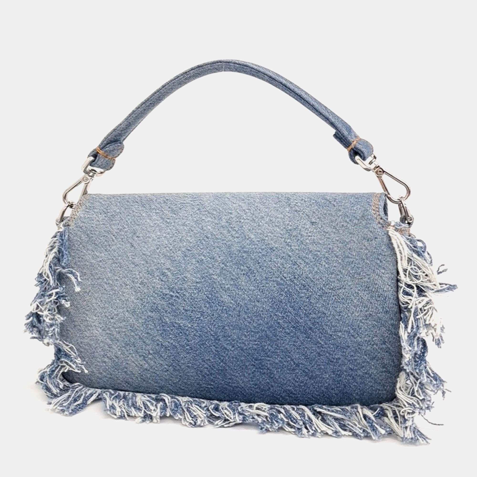 Pre Owned Fendi Denim Baguette Bag