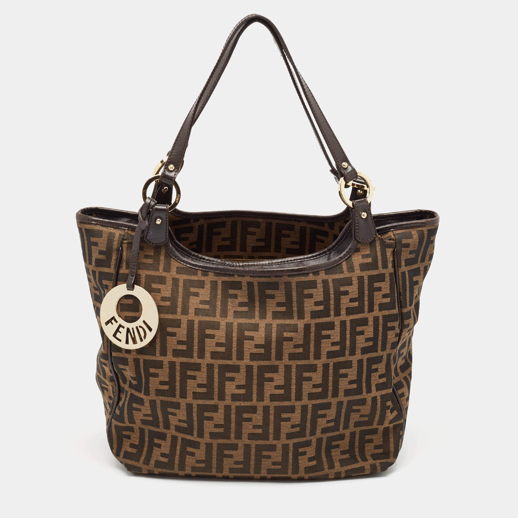 Pre Owned Fendi Tobacco Zucca Canvas and Leather Chef Shopper Tote