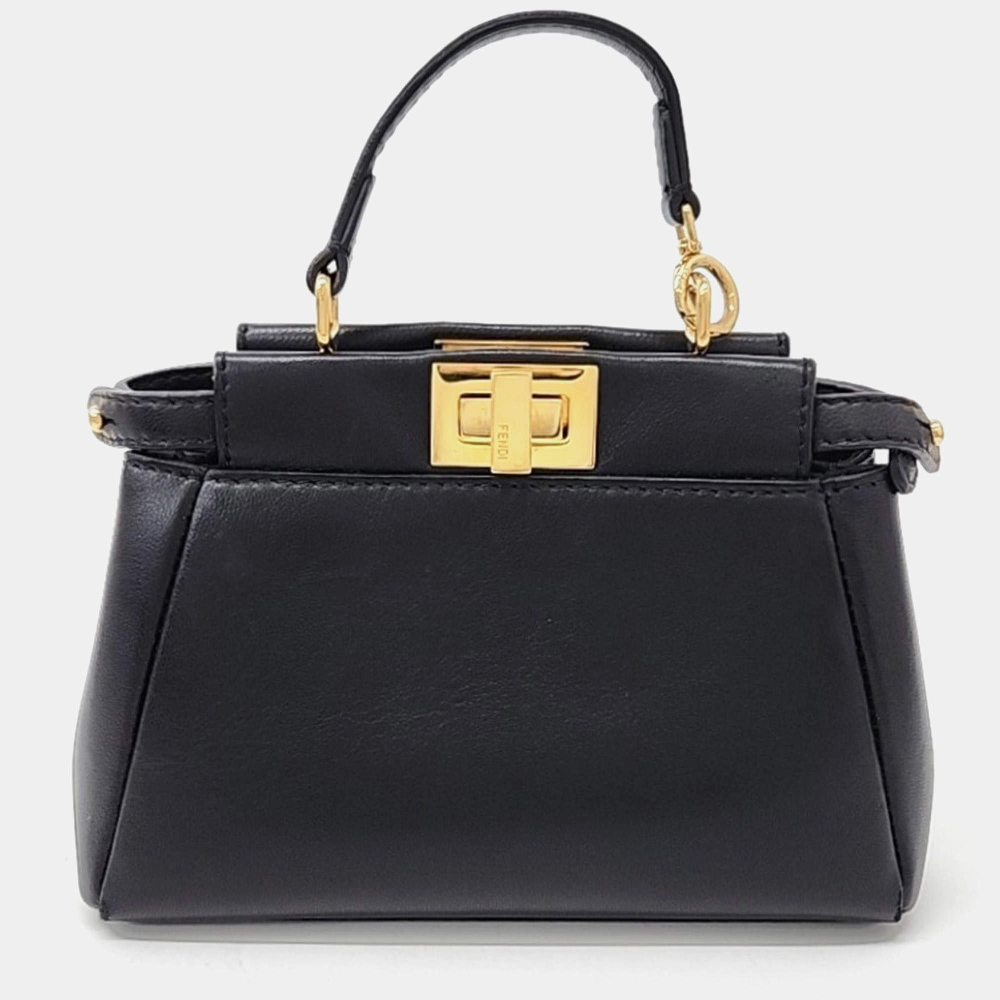 مملوكة مسبقًا Fendi Black Leather Fendi Micro Peekaboo bag