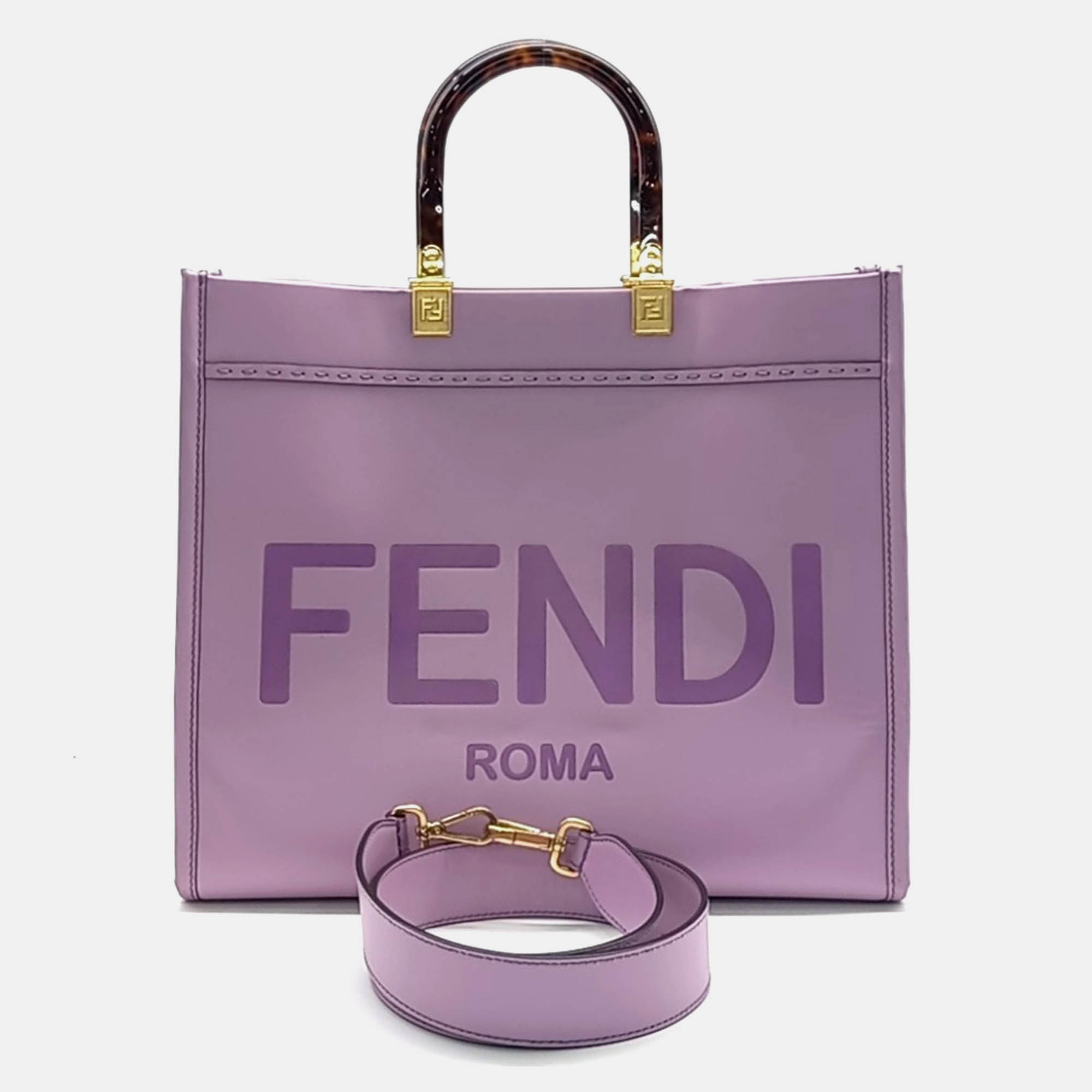 Pre Owned Fendi Purple Leather Fendi Sunshine Tote Bag