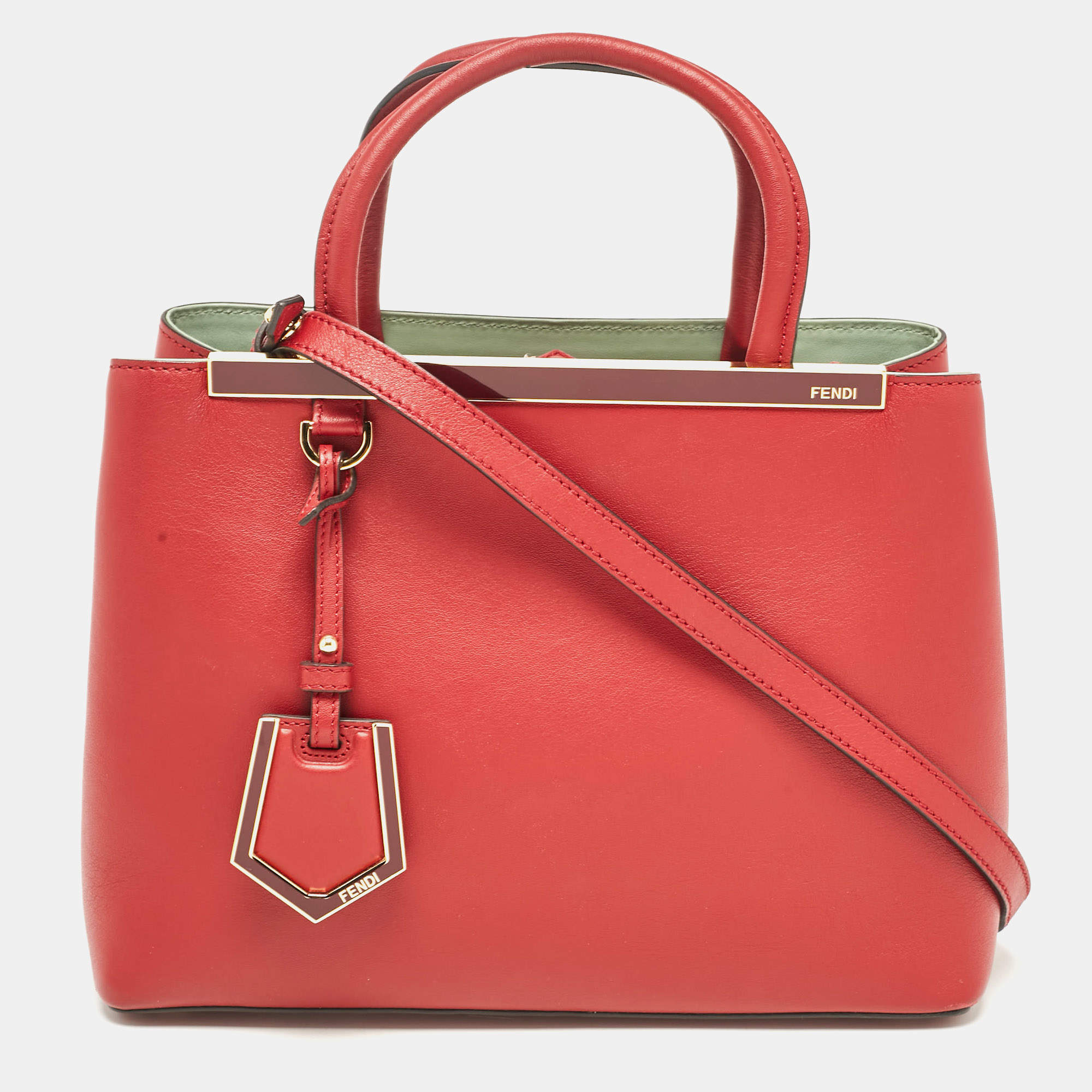 Pre Owned Fendi Red Leather Petite Sac 2jours Tote