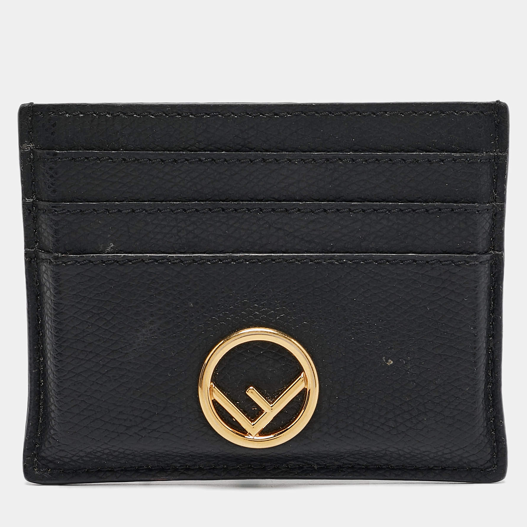 Fendi Black Leather F is Fendi Card Holder