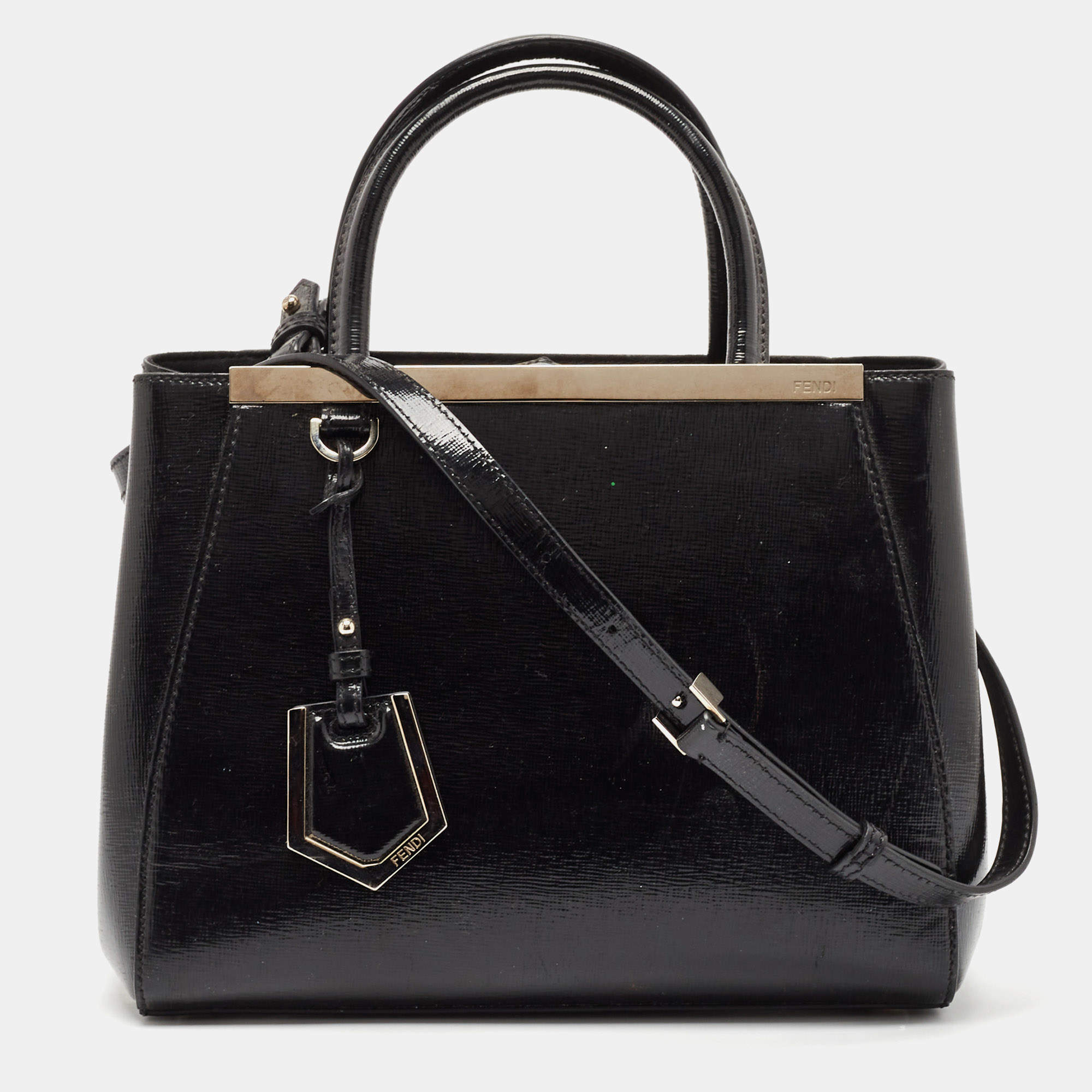 Fendi Black Patent Leather Petite 2Jours Tote