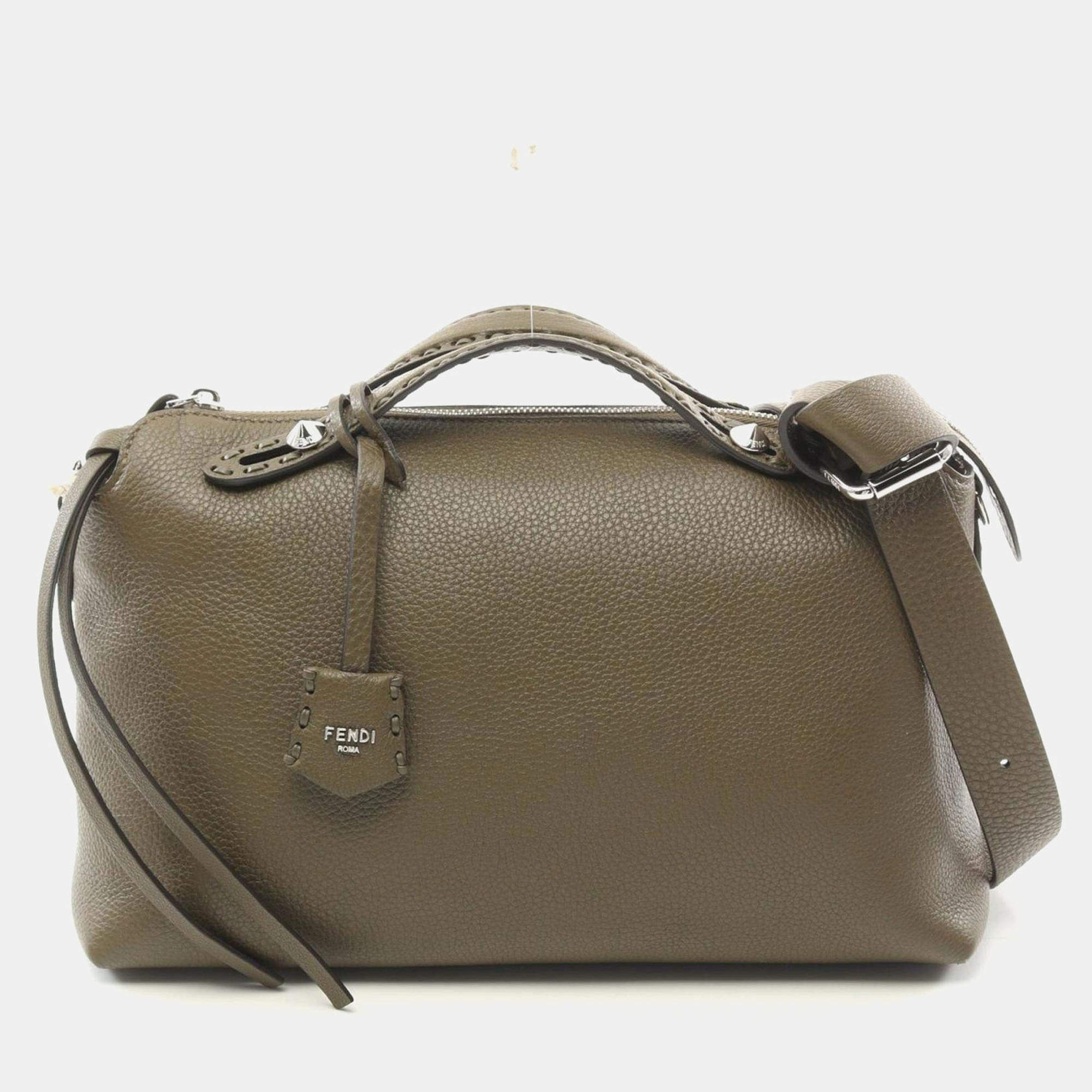 Fendi Khaki Leather By The Way Selleria Large Handbag