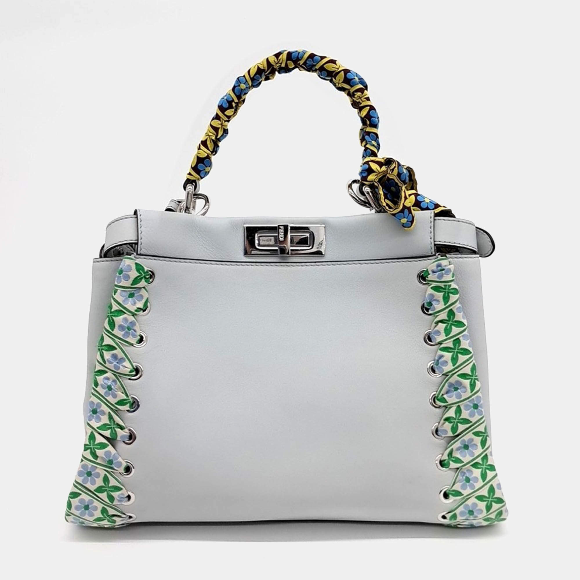 Fendi Blue Leather Peekaboo Regular Bag