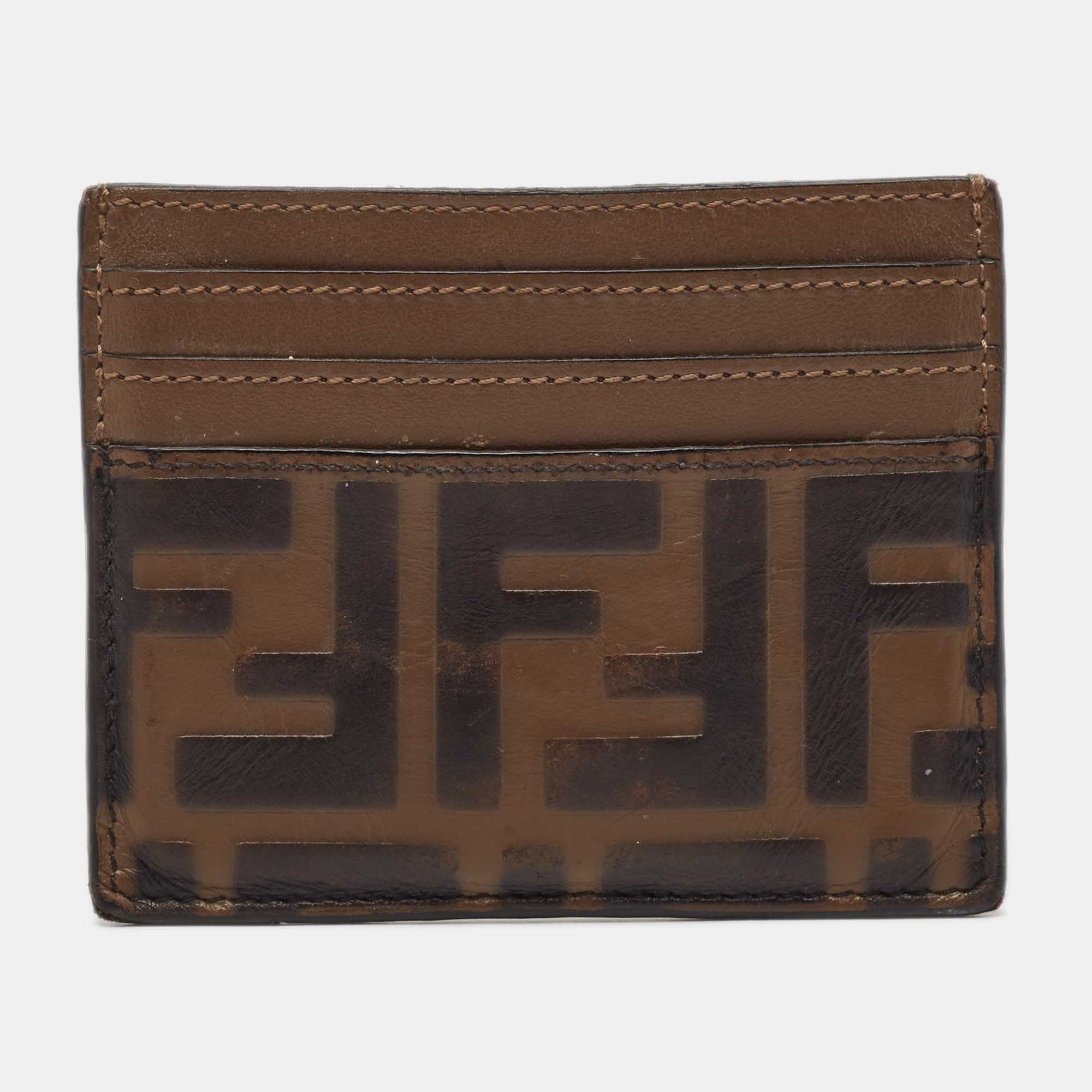 Fendi Tobacco Zucca Leather Card Holder
