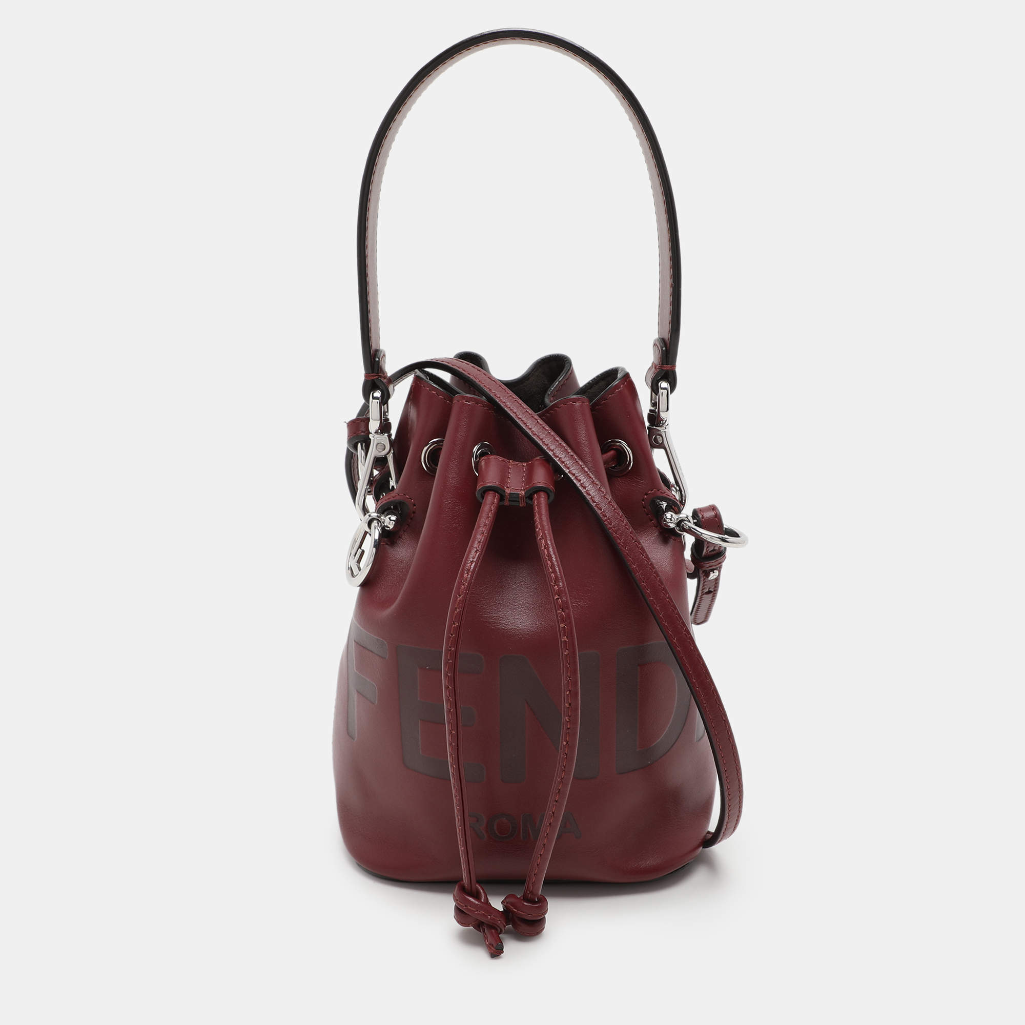 Fendi Burgundy Leather Mini Mon Tresor Bucket Bag