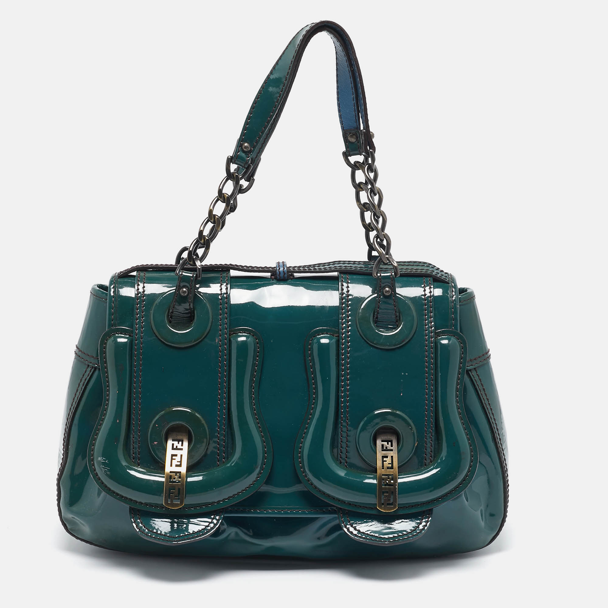 مملوكة مسبقًا Fendi Blue Patent Leather B Shoulder Bag