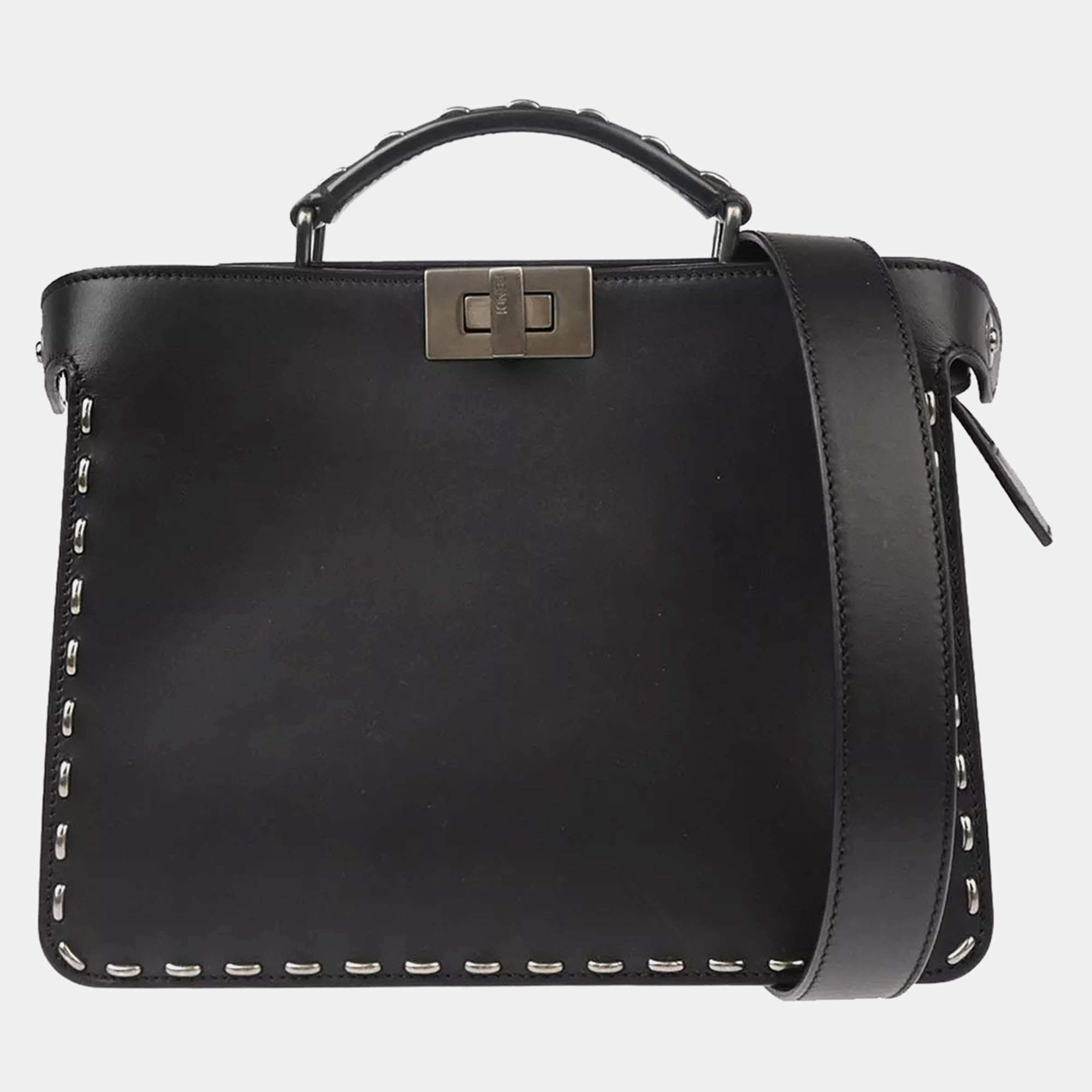 Fendi Black Leather Peekaboo ISeeU Handbag