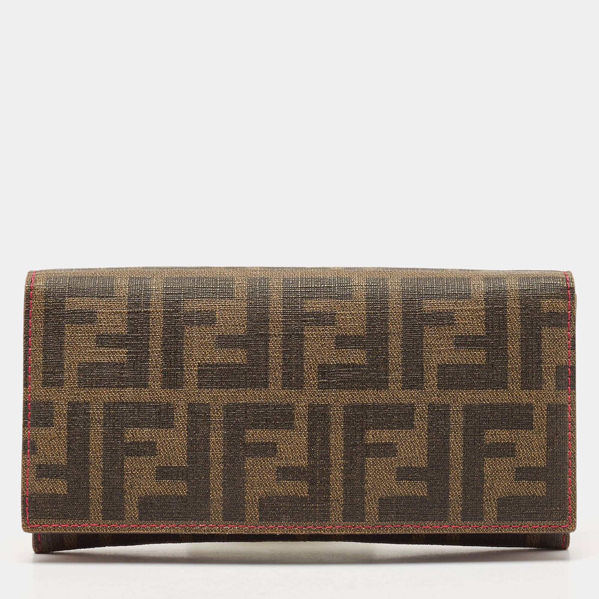 مملوكة مسبقًا Fendi Tobacco Zucca Coated Canvas Continental Wallet