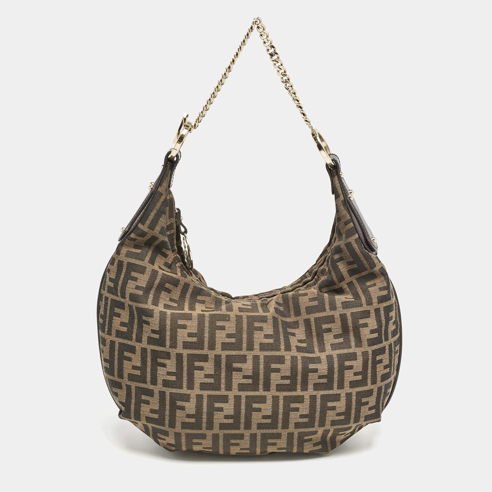 Fendi Tobacco Zucca Canvas Chef Chain Hobo