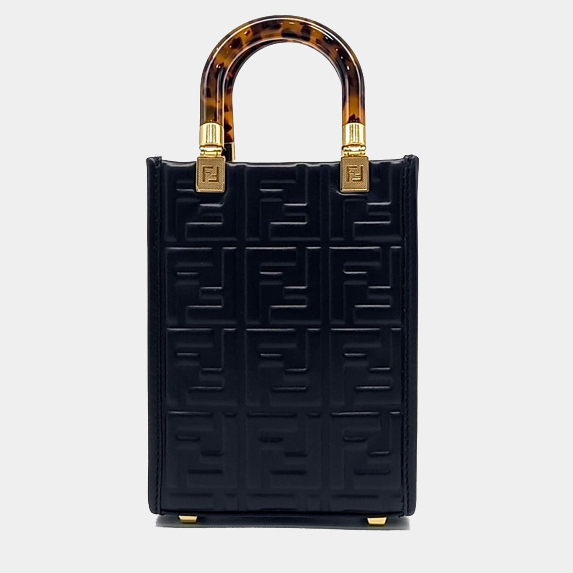 Fendi Black Leather Sunshine Mini Crossbody Bag