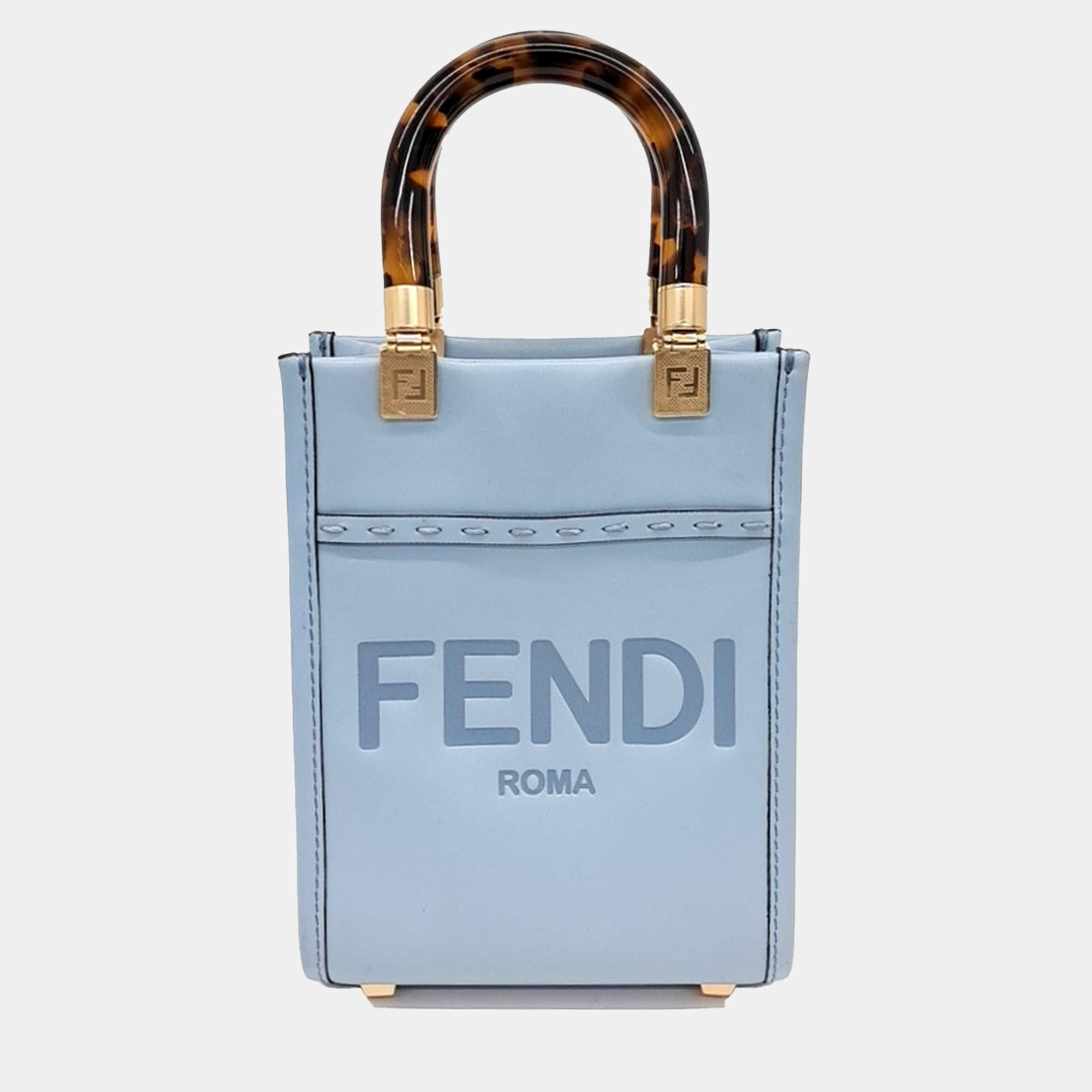 Fendi Blue Leather Sunshine Mini Crossbody Bag