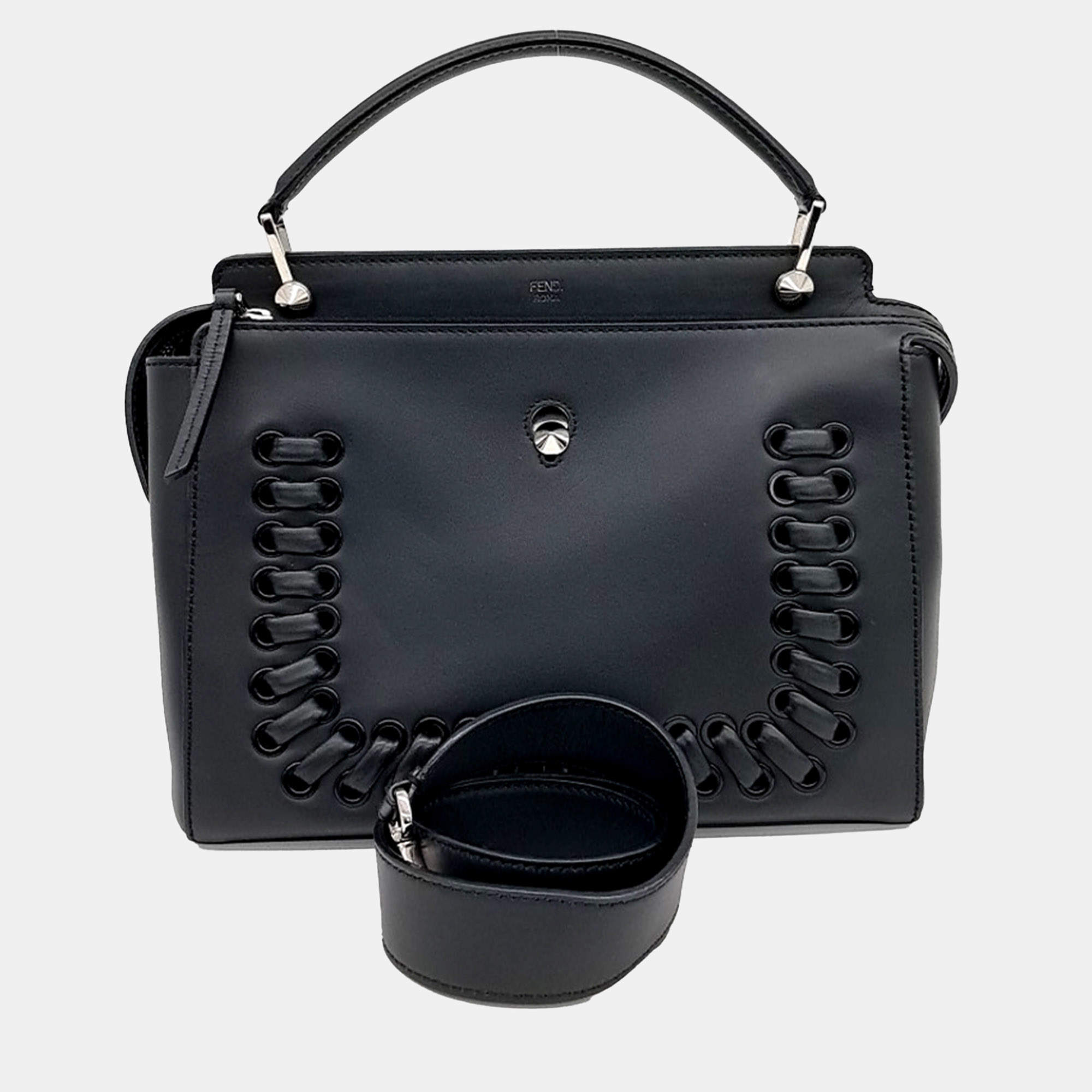 Fendi Black Leather Dot Come Bag