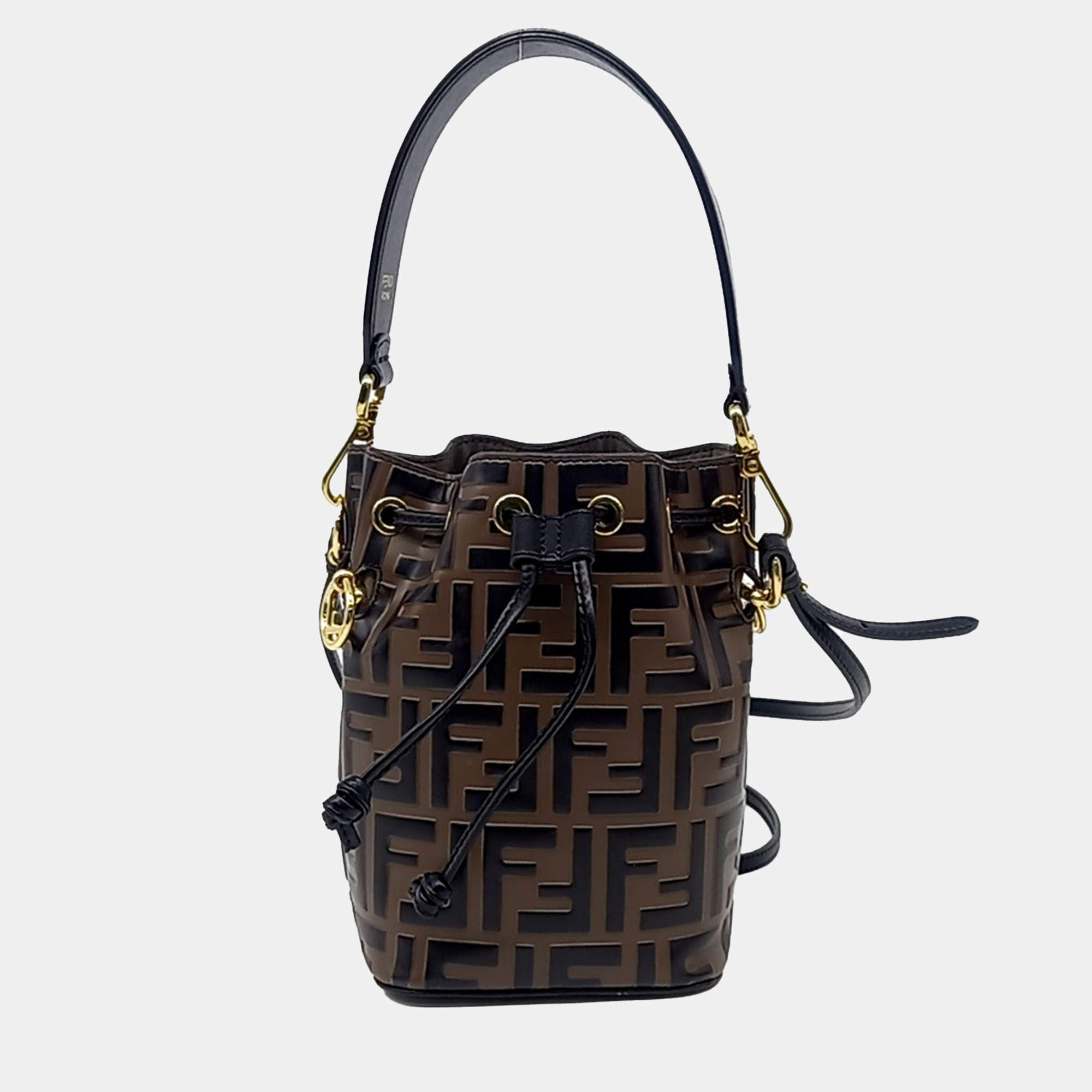 Fendi Brown Leather Montresor Mini Bucket Bag
