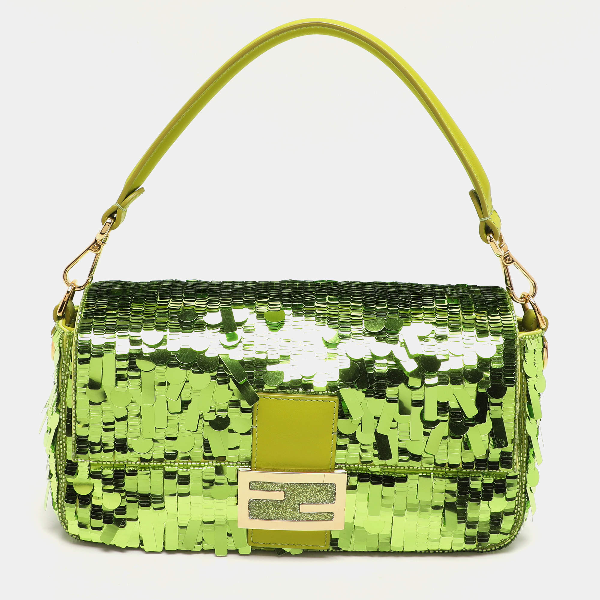 Fendi Green Sequins Paillettes Medium Sex and The City Baguette Bag