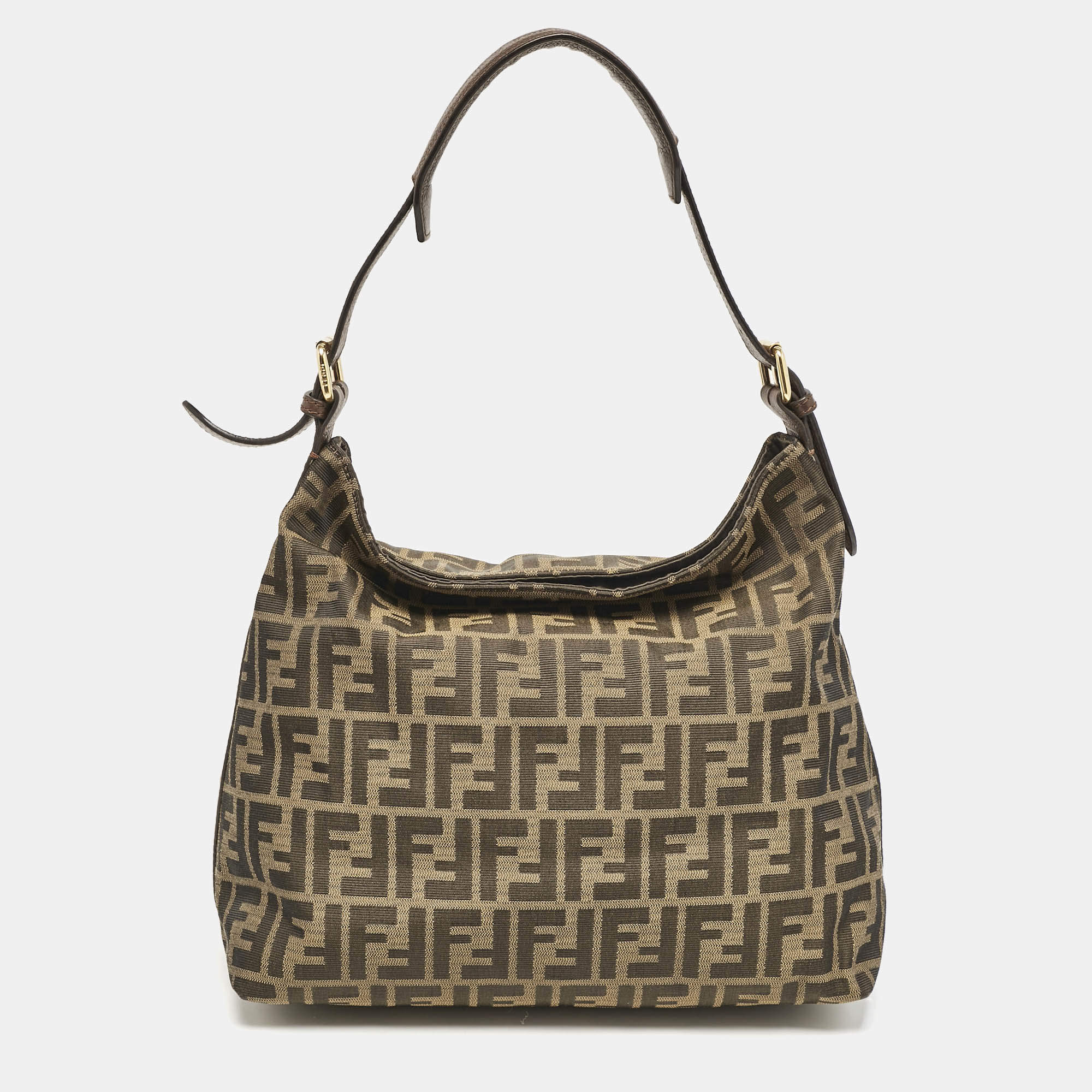 Fendi Tobacco Canvas and Leather Small Hobo