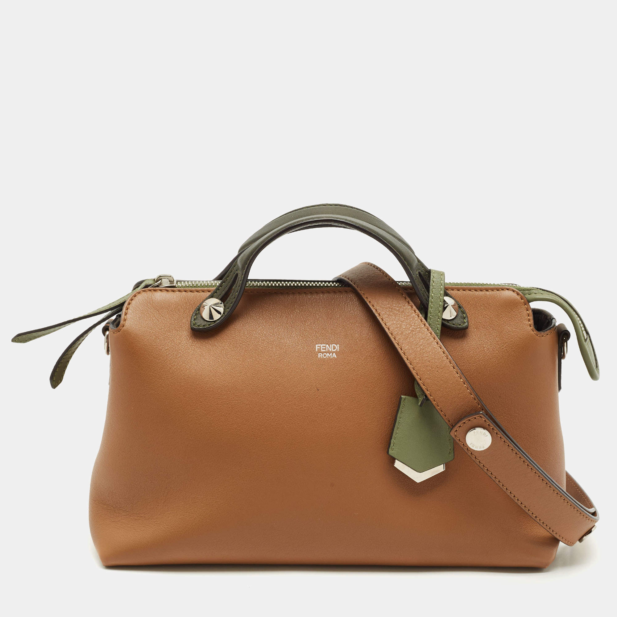 Fendi Brown/Green Leather Small By The Way Bag