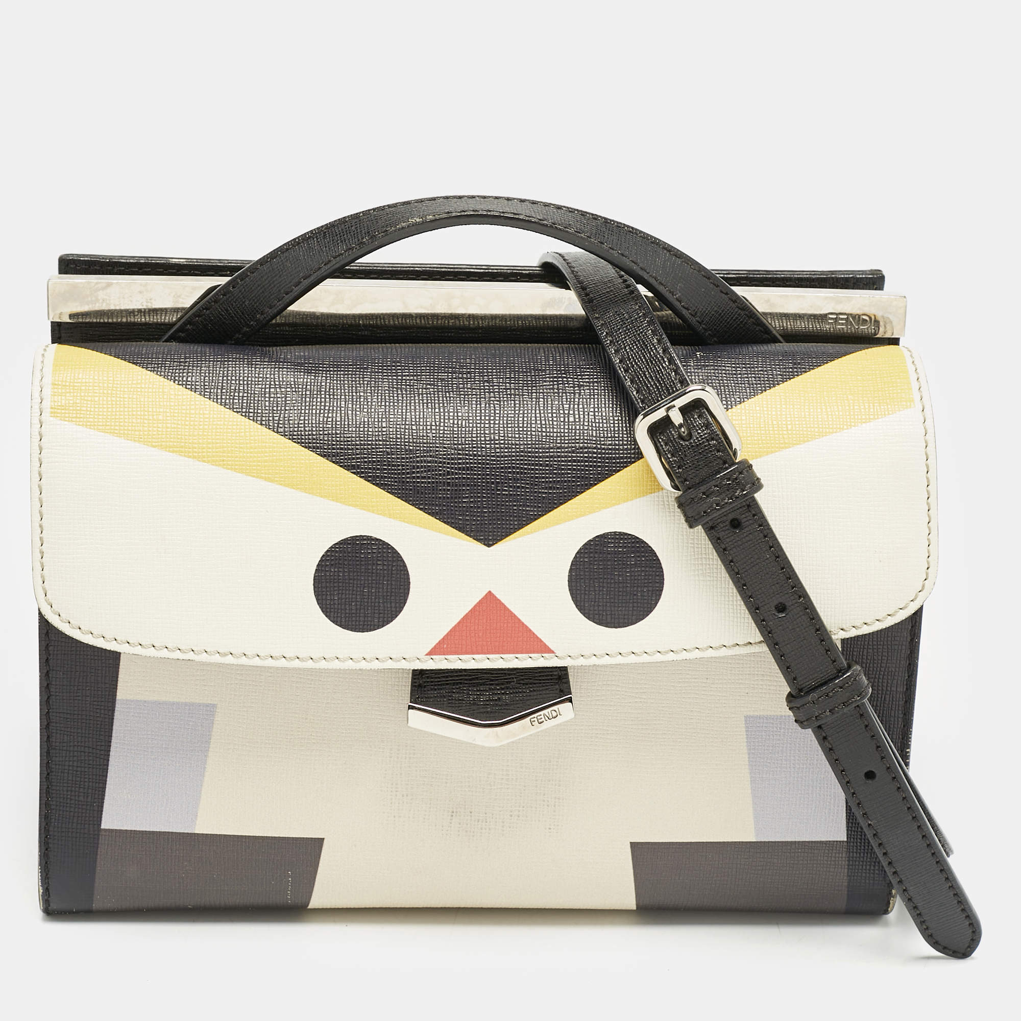 Pre Owned Fendi Multicolor Leather Mini Monster Demi Jour Top Handle Bag