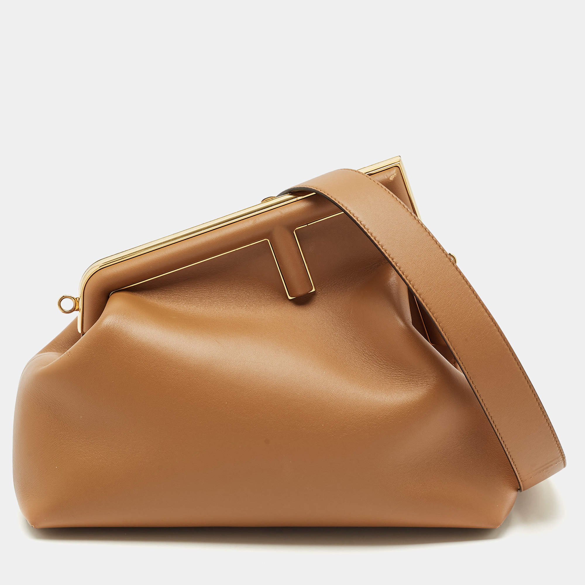 Fendi Brown Leather Medium First Shoulder Bag