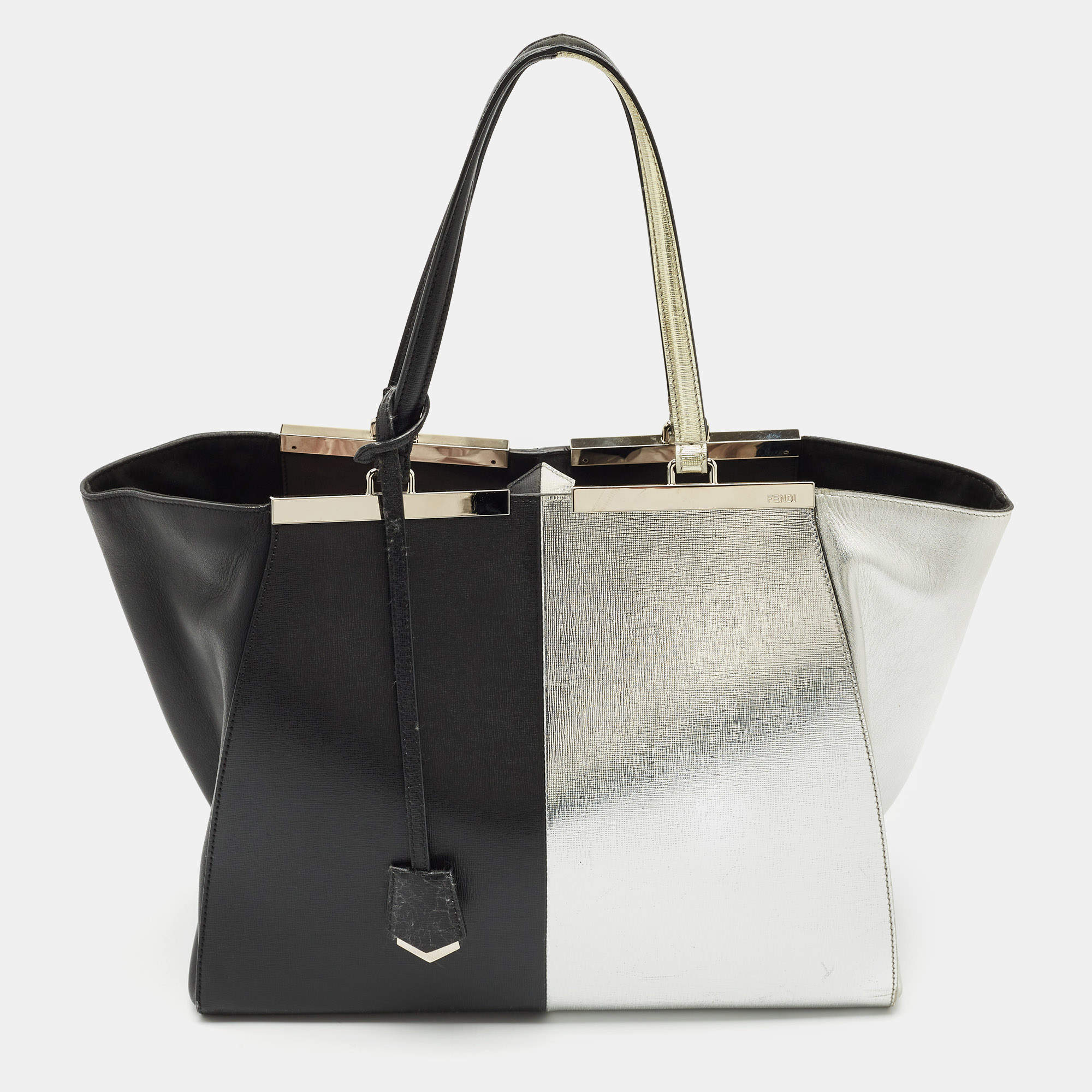 Fendi Black/Silver Leather Large 3Jours Tote