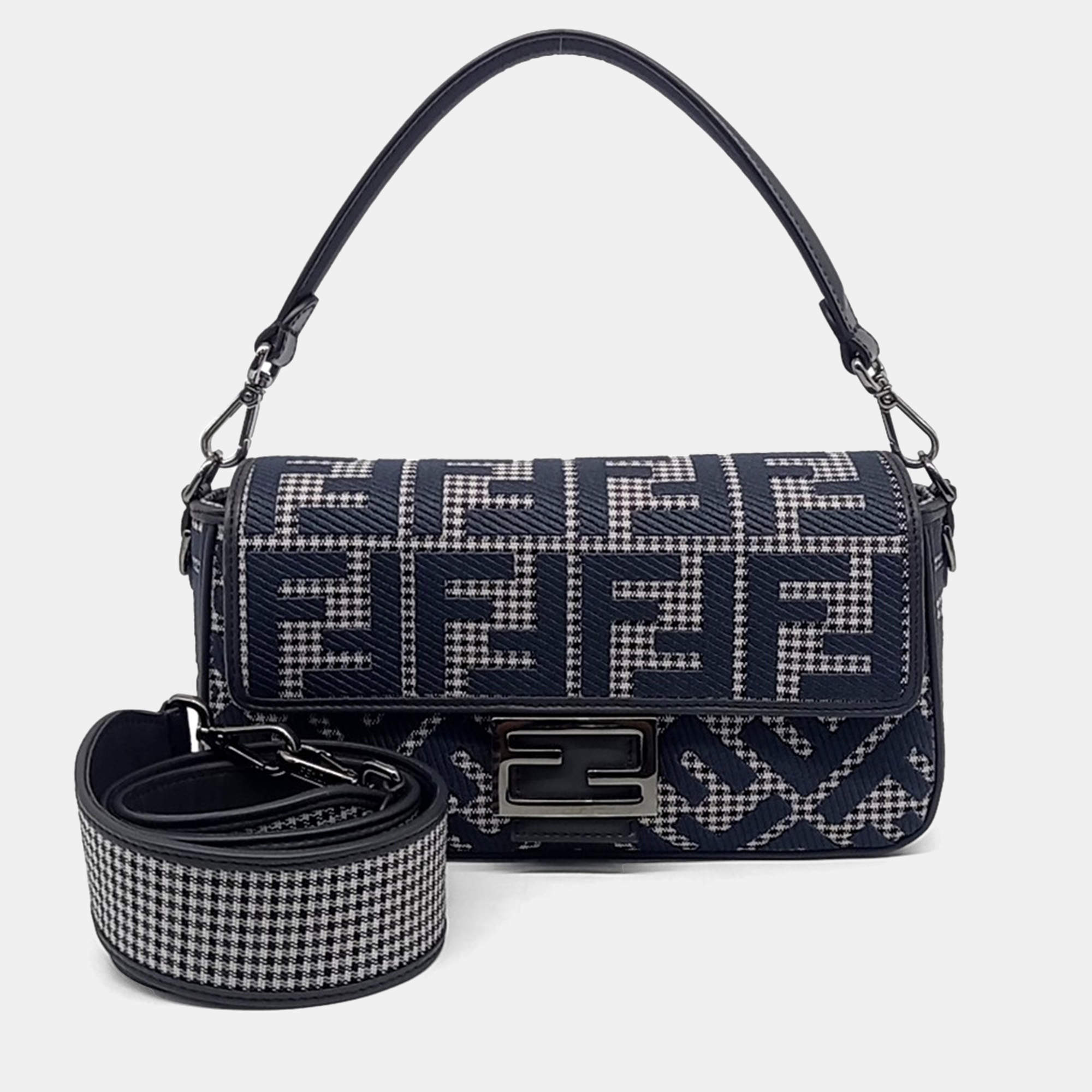 Fendi Black Fabric Baguette Bag