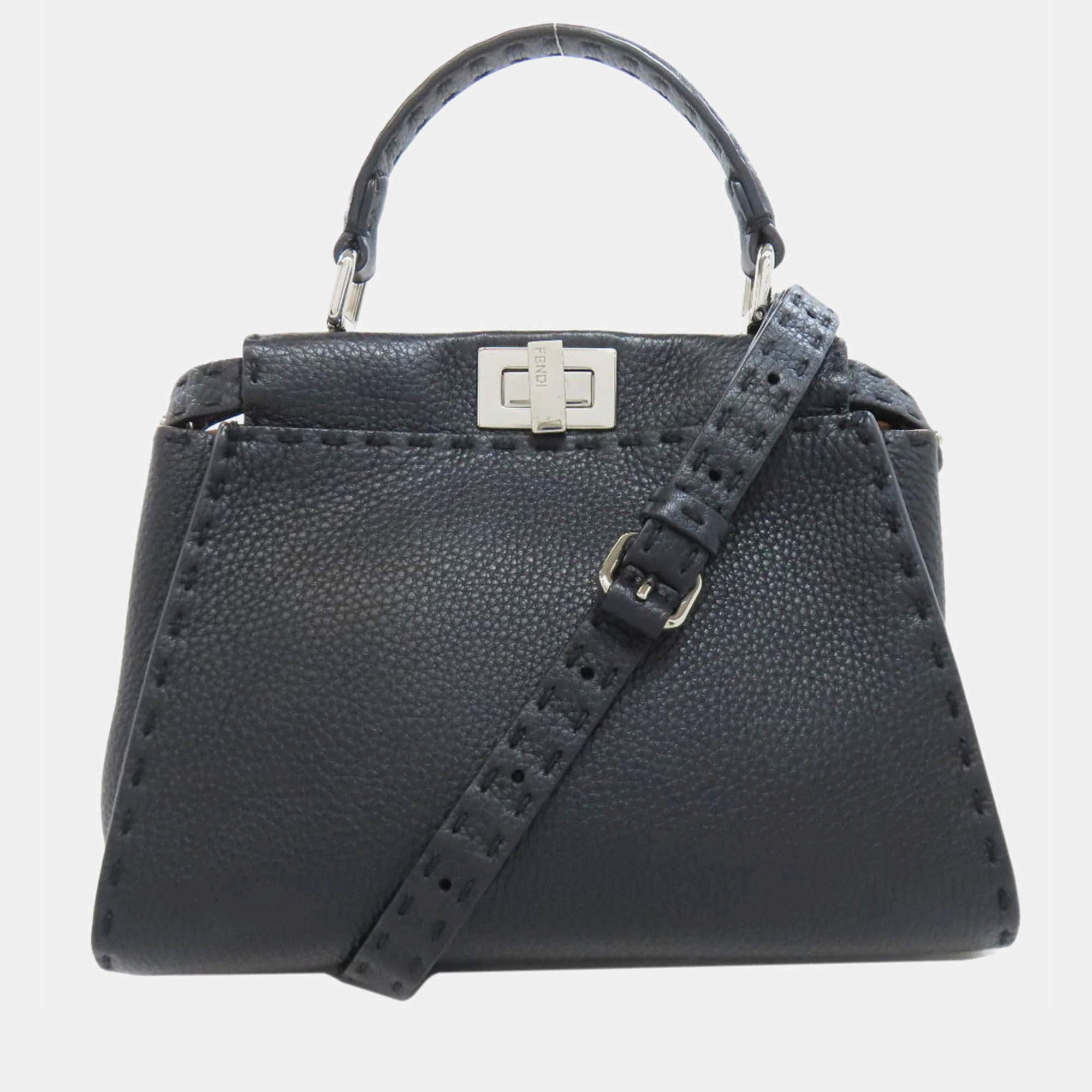 Fendi Peekaboo Mini Selleria Calf Leather Handbag