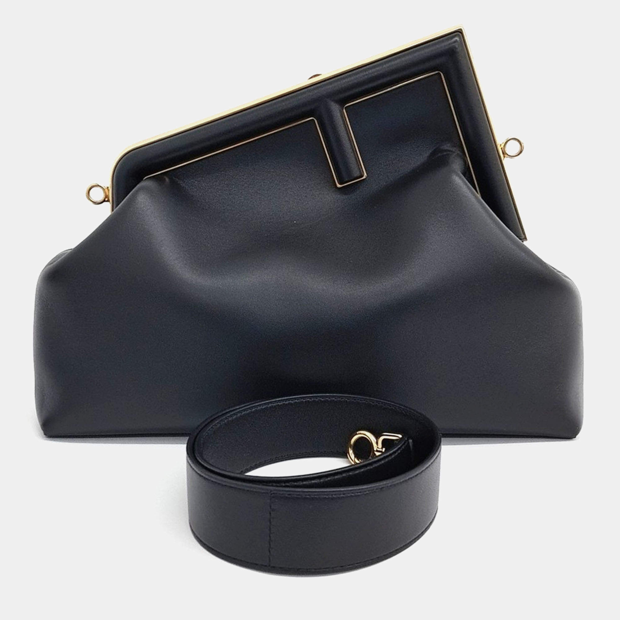 Pre Owned Fendi Black Leather First Medium Bag