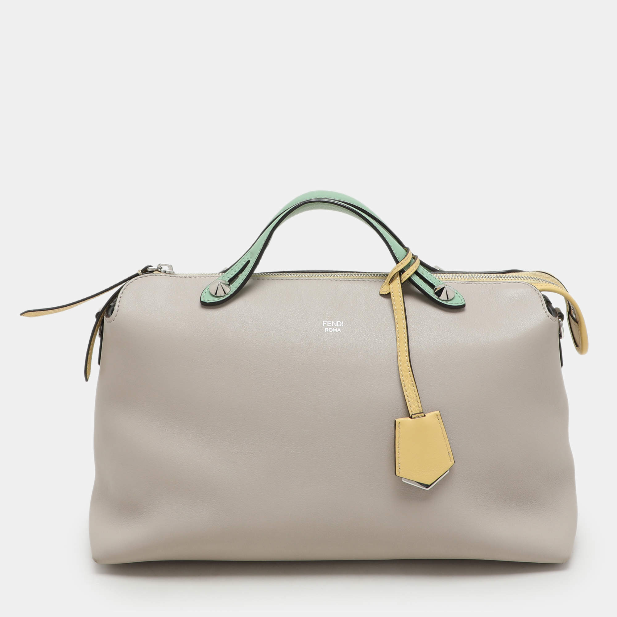 Pre Owned Fendi Tricolor Leather Large By The Way Boston Bag