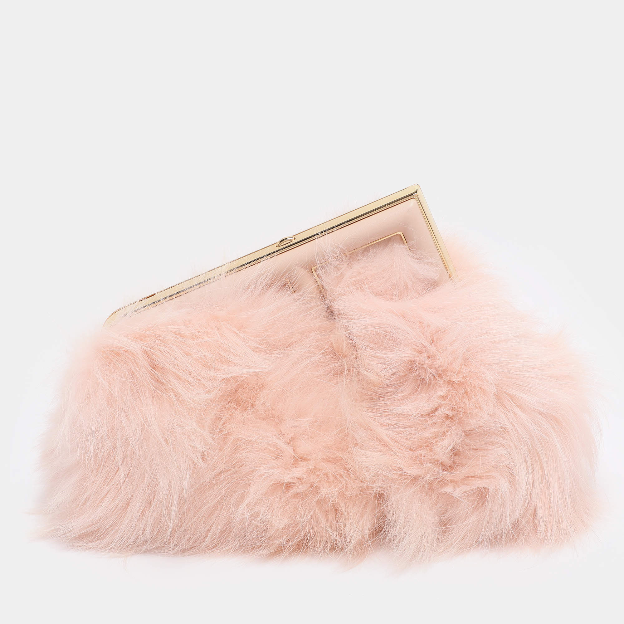 Pre Owned Fendi Pink For Fur and Leather Small First Clutch
