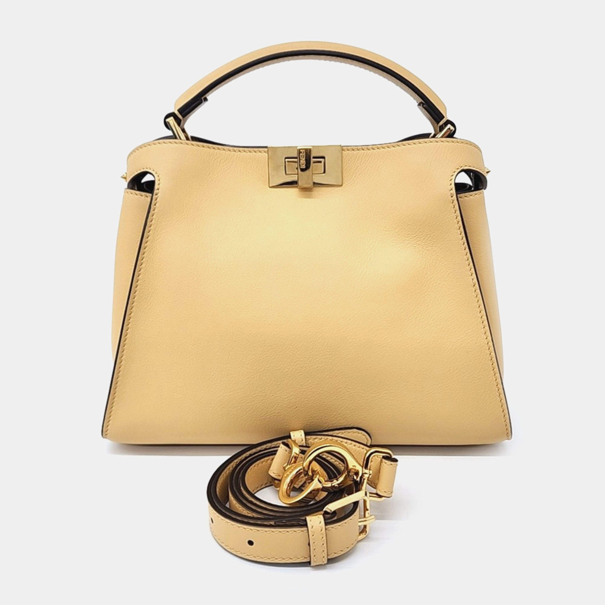 Pre Owned Fendi Yellow Leather Peekaboo Essentially Mini