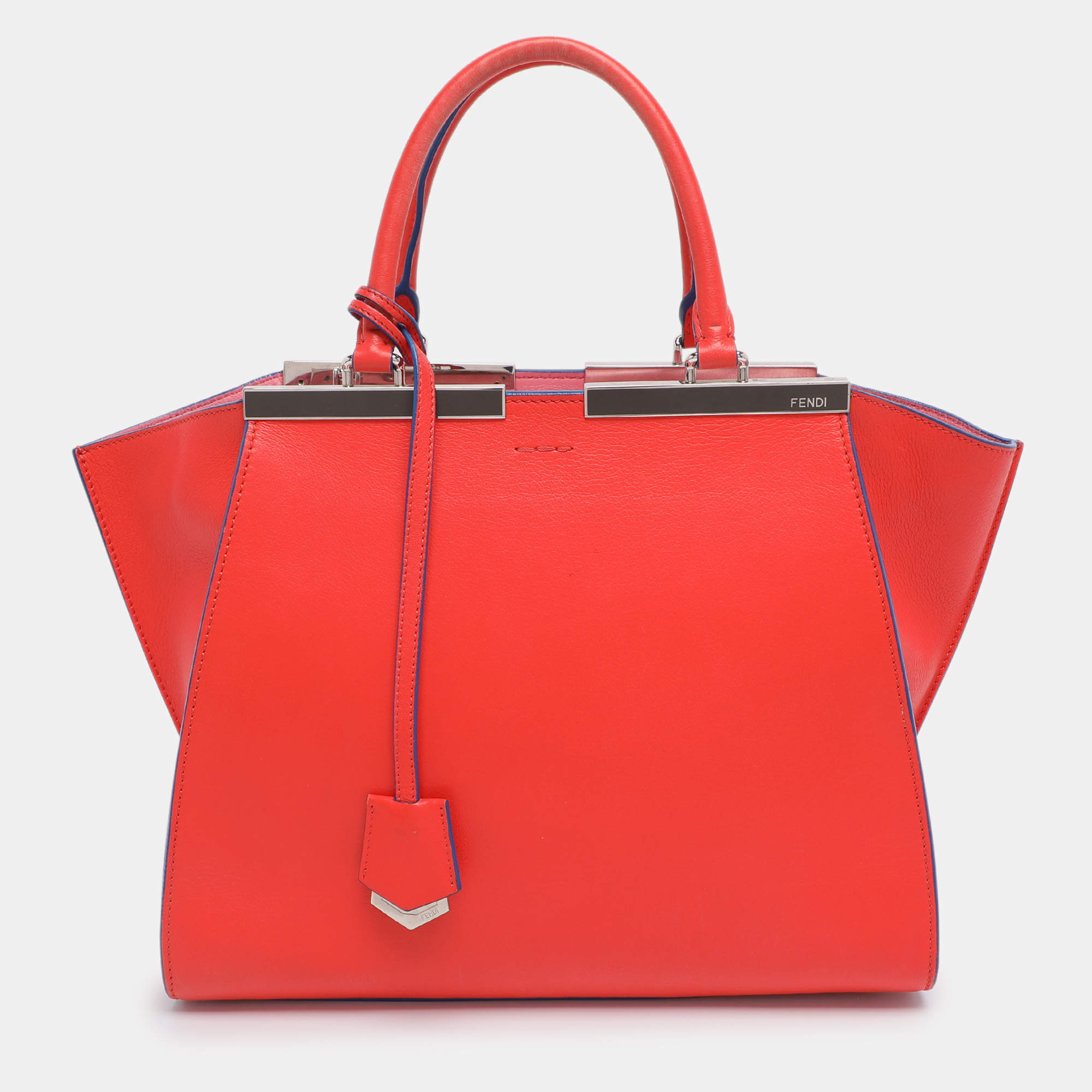 Pre Owned Fendi Orange/Blue Leather Medium 3Jours Tote