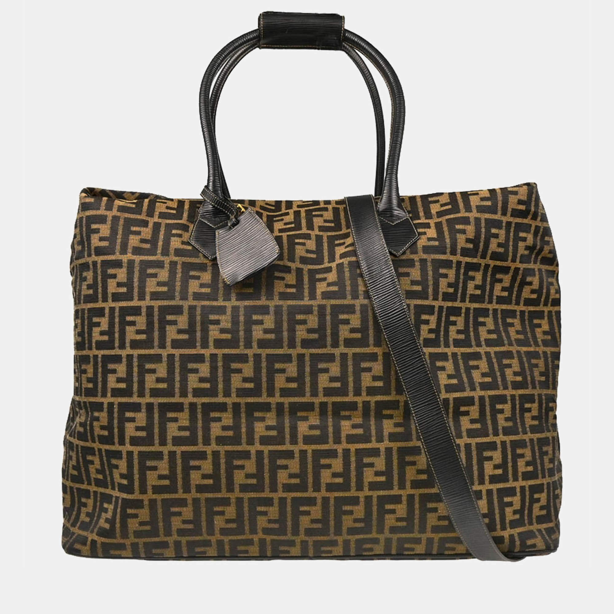Pre Owned Fendi Brown Zucca Canvas Tote Bag