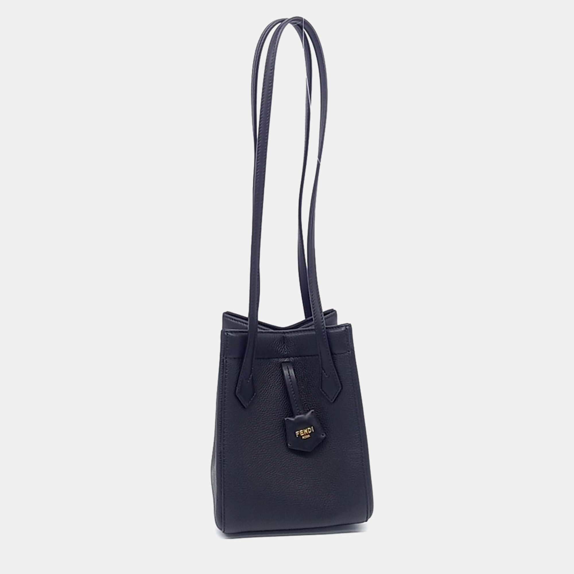 Pre Owned Fendi Black Leather Origami Mini Bag