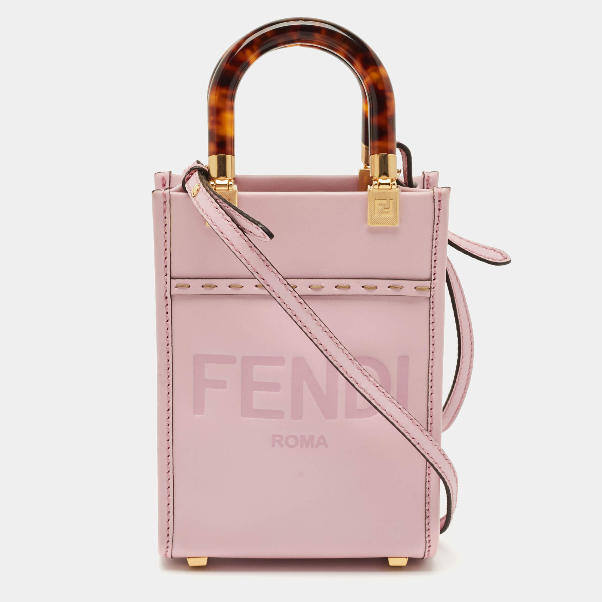 Pre Owned Fendi Light Purple Leather Mini Sunshine Crossbody Bag