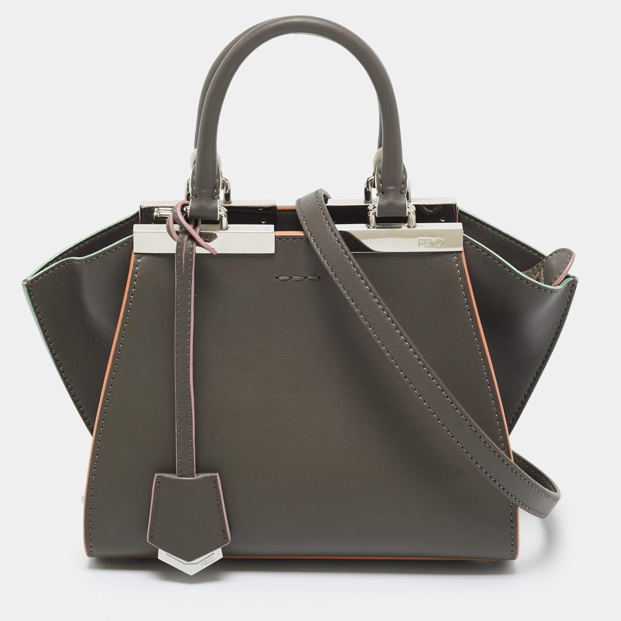 Pre Owned Fendi Etain Leather Mini 3Jours Tote